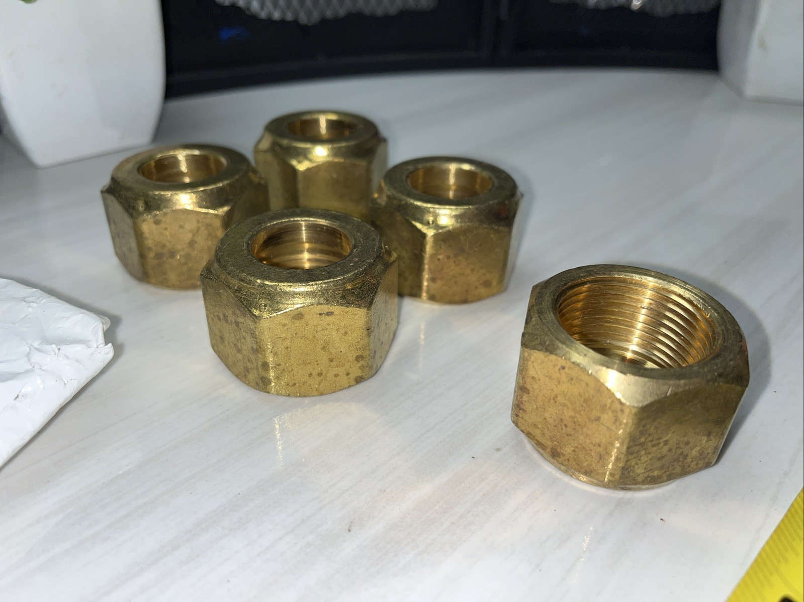 5 QTY! BULK- BrassCraft 141S-14 Brass Short Refrigeration Tube Nut 7/8” Flare