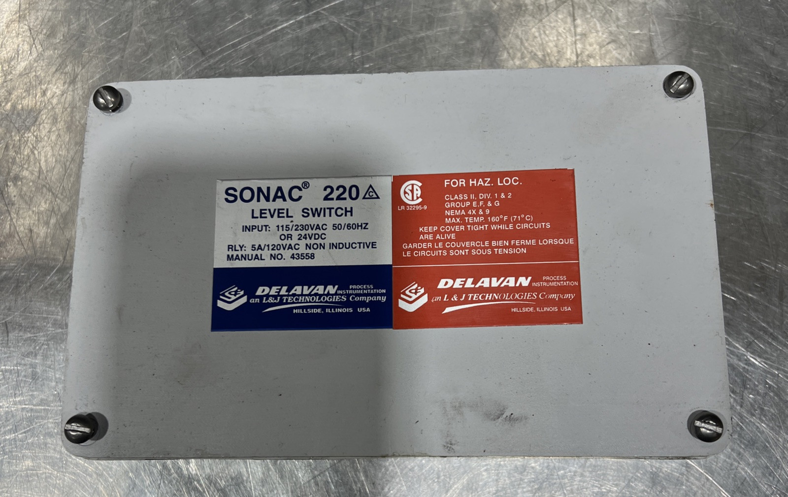 DELAVAN SONAC 220 43558 115/230VAC 5A Nos Surplus No Original Box