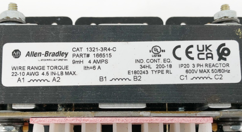 New Allen Bradley 1321-3R4-C Line Load Reactor 4A 600V 3PH 166515 – No Box