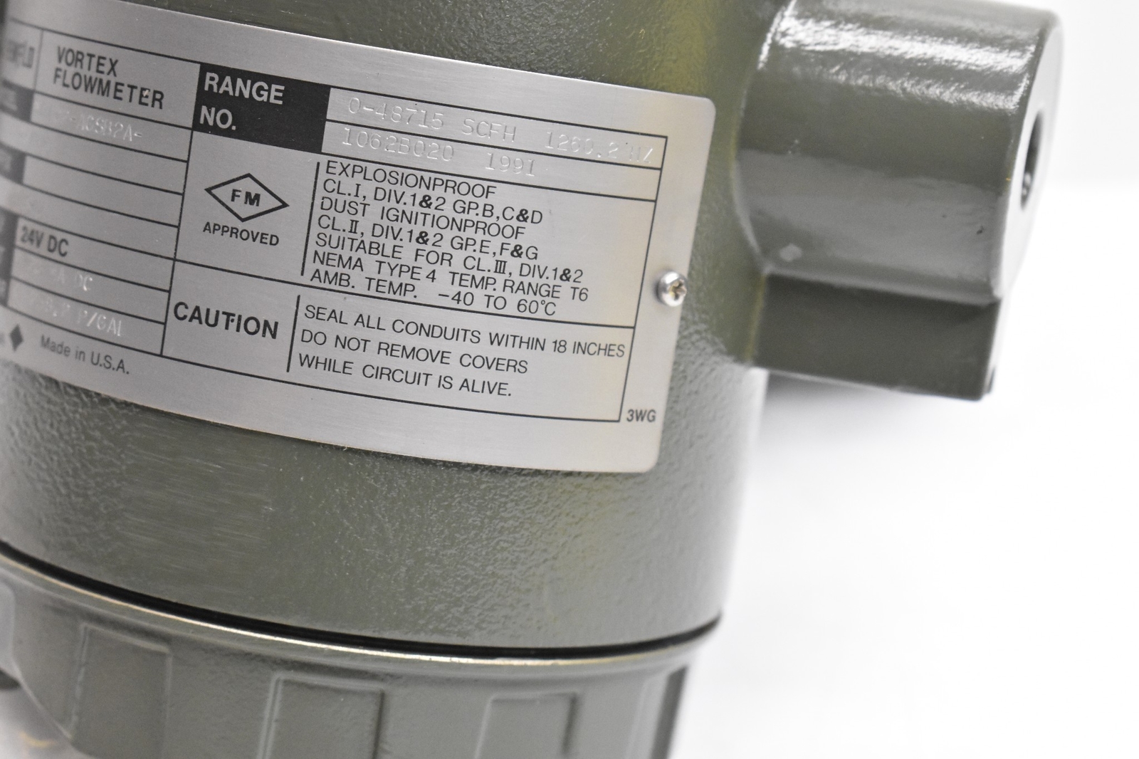 Johnson Yokogawa Yewflo Vortex FlowMeter YF102-AGSB2A-S3S3*C/F MF 24VDC