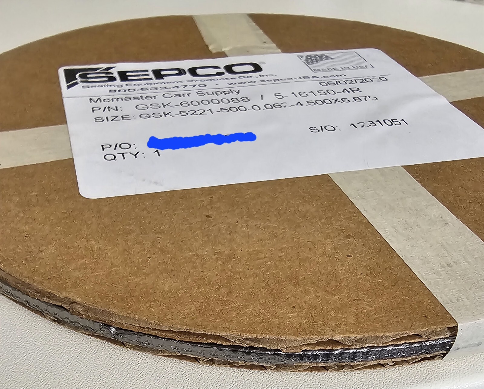 (NEW) MCMASTER CARR / SEPCO GSK-5221-500-0.062-4.500×6.875 Graphite Gasket
