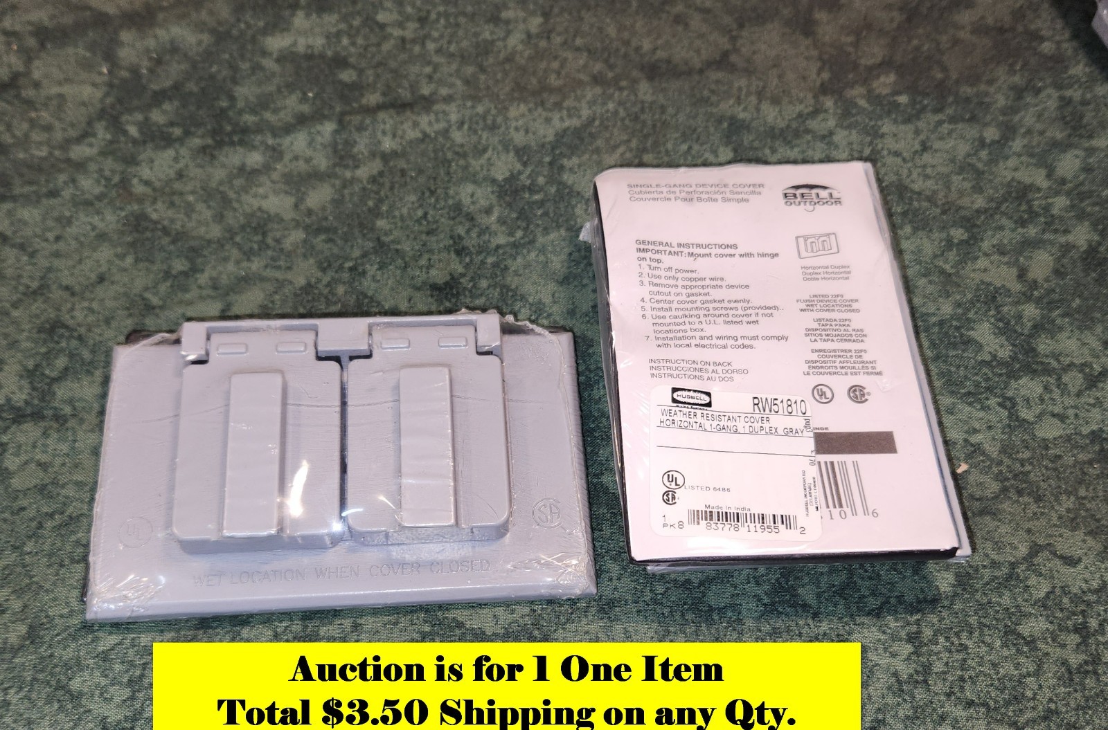 BELL® Outdoor Weather Resistant Gray Duplex Outlet Cover RW51810 (45422-G2)