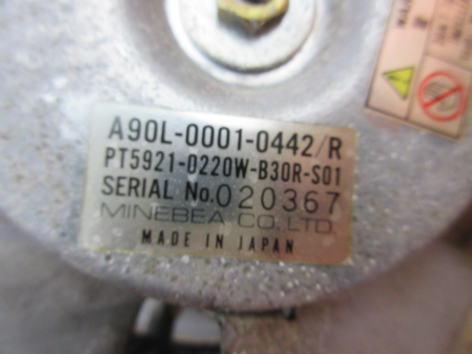 MINEBEA FAN A90L-0001-0442/R PT5921-0220W-B30R-S01 HARDINGE COBRA LC-65 CNC LATH