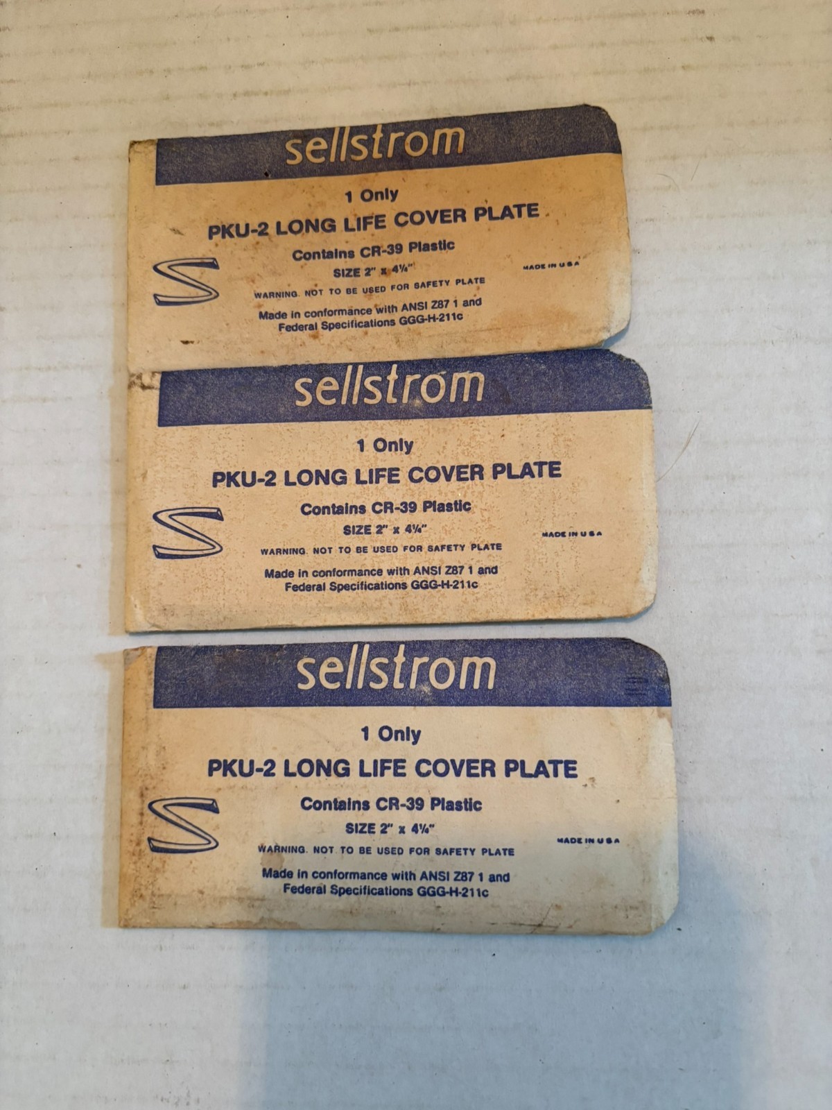 Vintage Lot of 3 Sellstrom PKU-2 Long Life Cover Plates Clear Plastic Size2X4.25