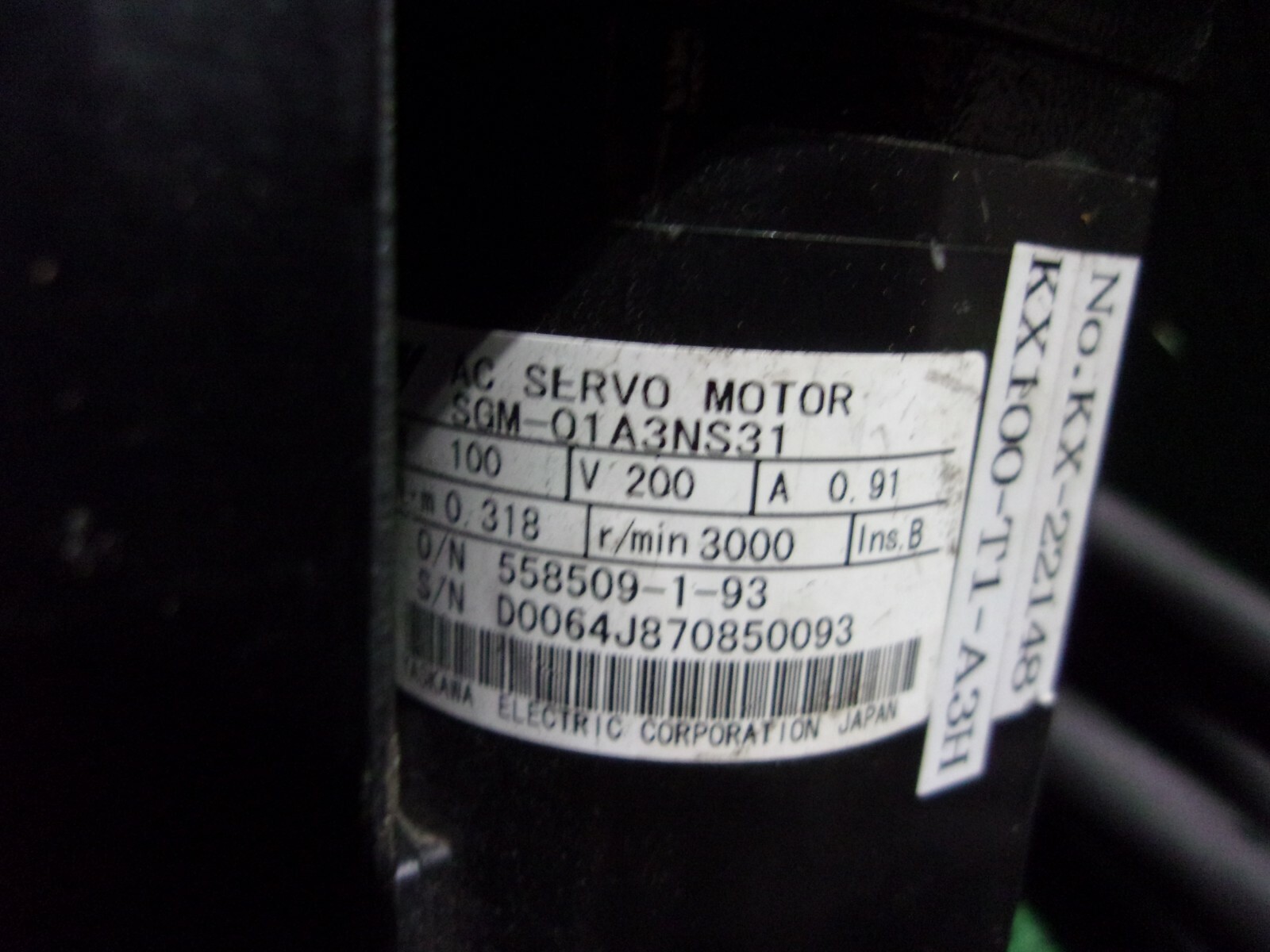YASKAWA SERVO MOTOR SGM-01A3NS31 (U.S. STOCK)