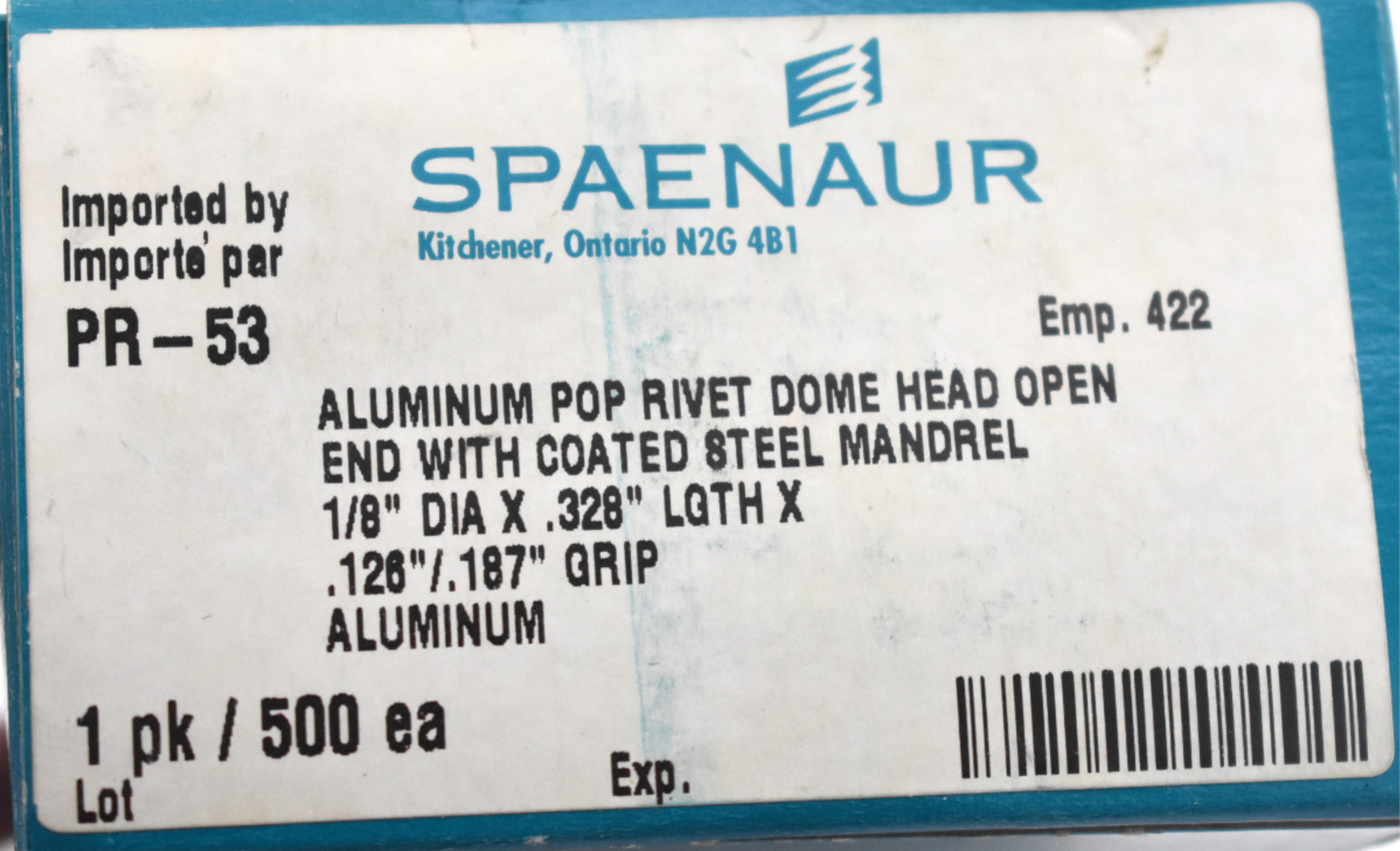 SPAENAUR SSD44SSBS DOME FLANGE OPEN-END BLIND RIVET (LOT OF 100)