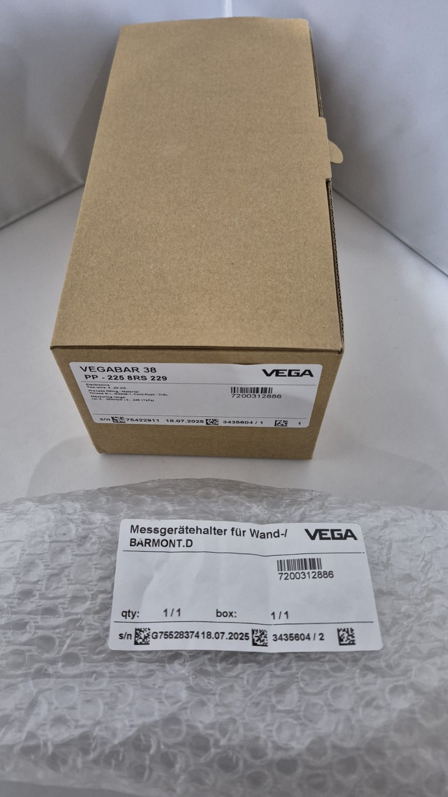 VEGA VEGABAR 38 Pressure Sensor – PP-225 8RS 229