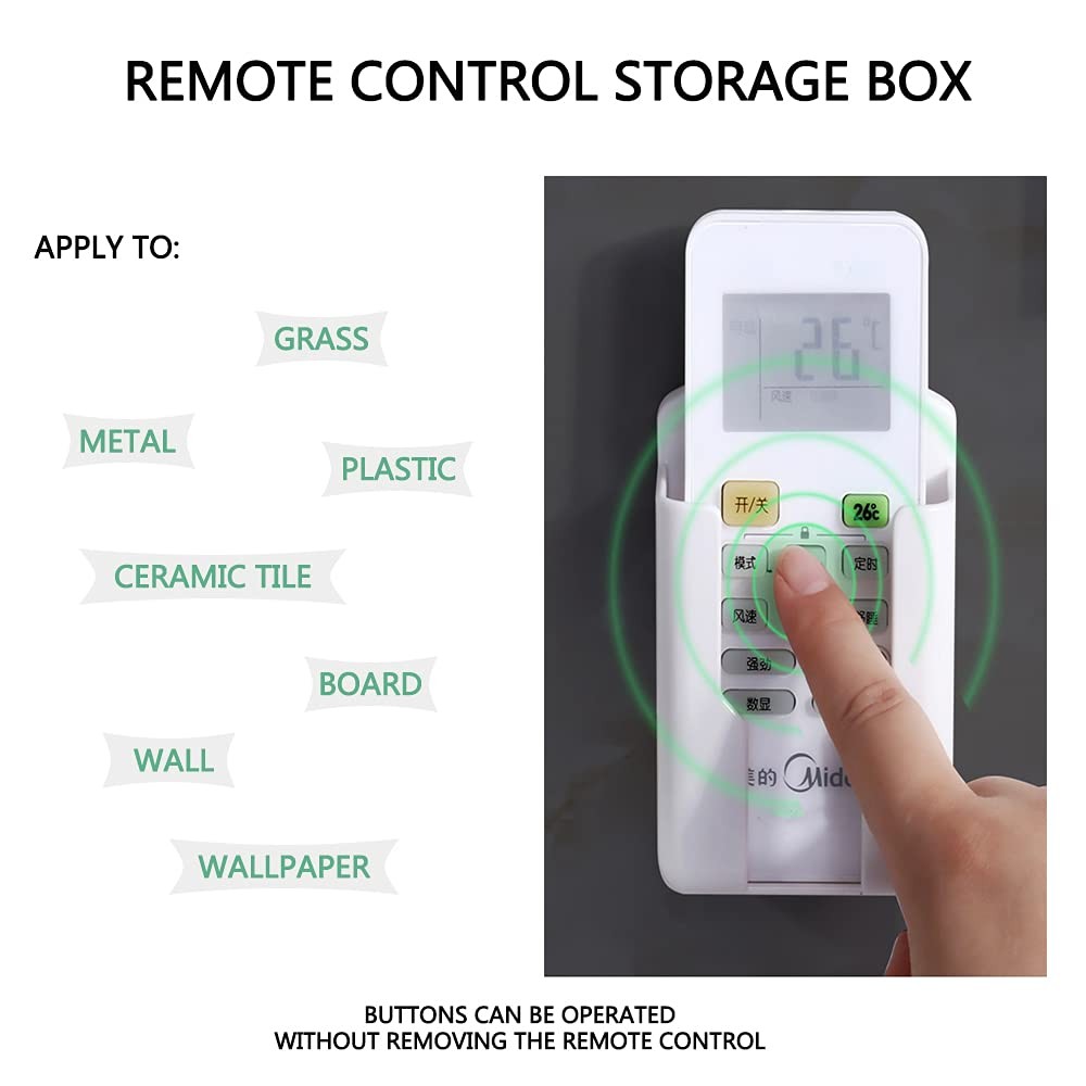 2 Pcs Wall Mount Remote Control Holder Media Player Small,1.85inch, White