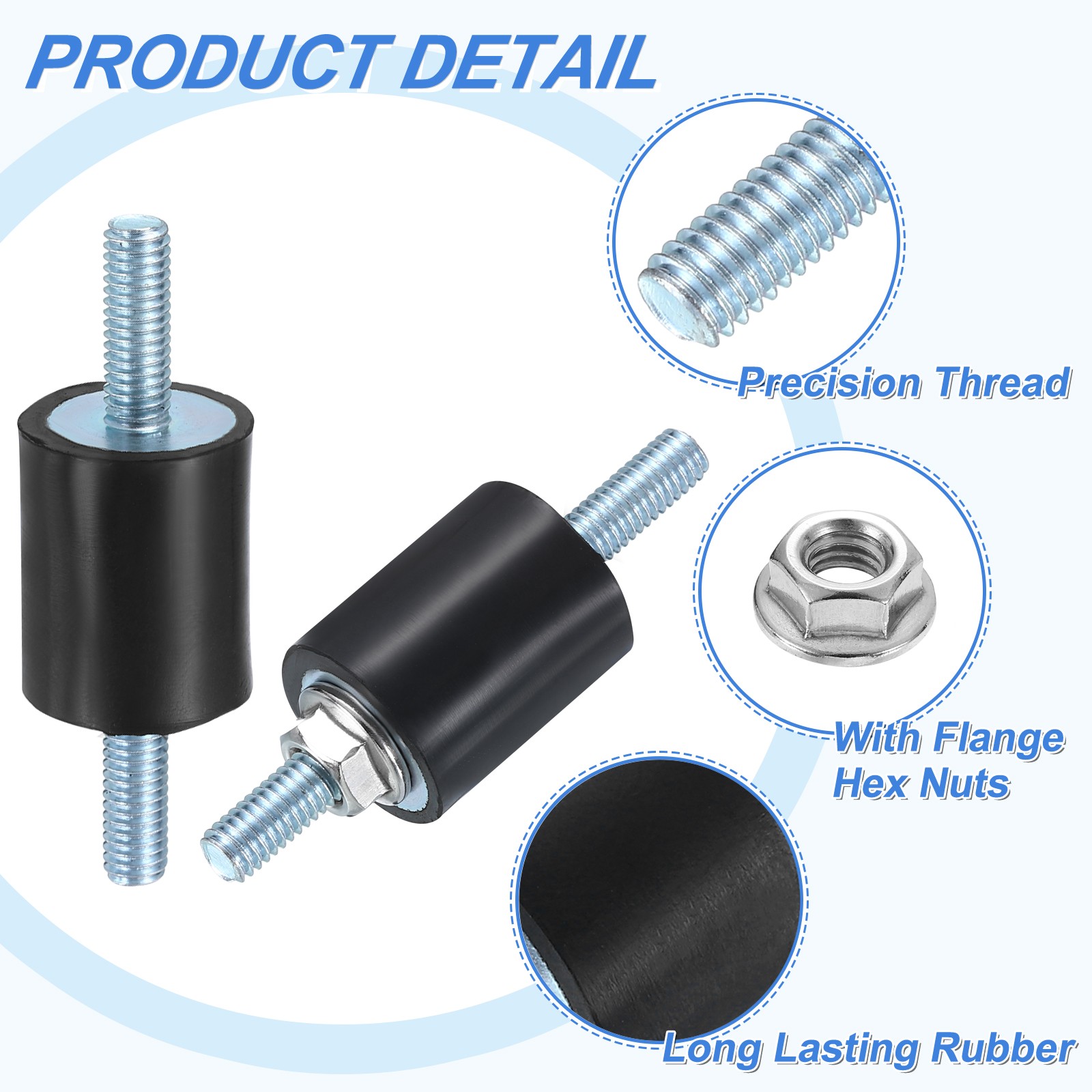 2Pcs M6 x 18mm Rubber Mounts, 25 x 20mm Rubber Vibration Isolator with Nuts