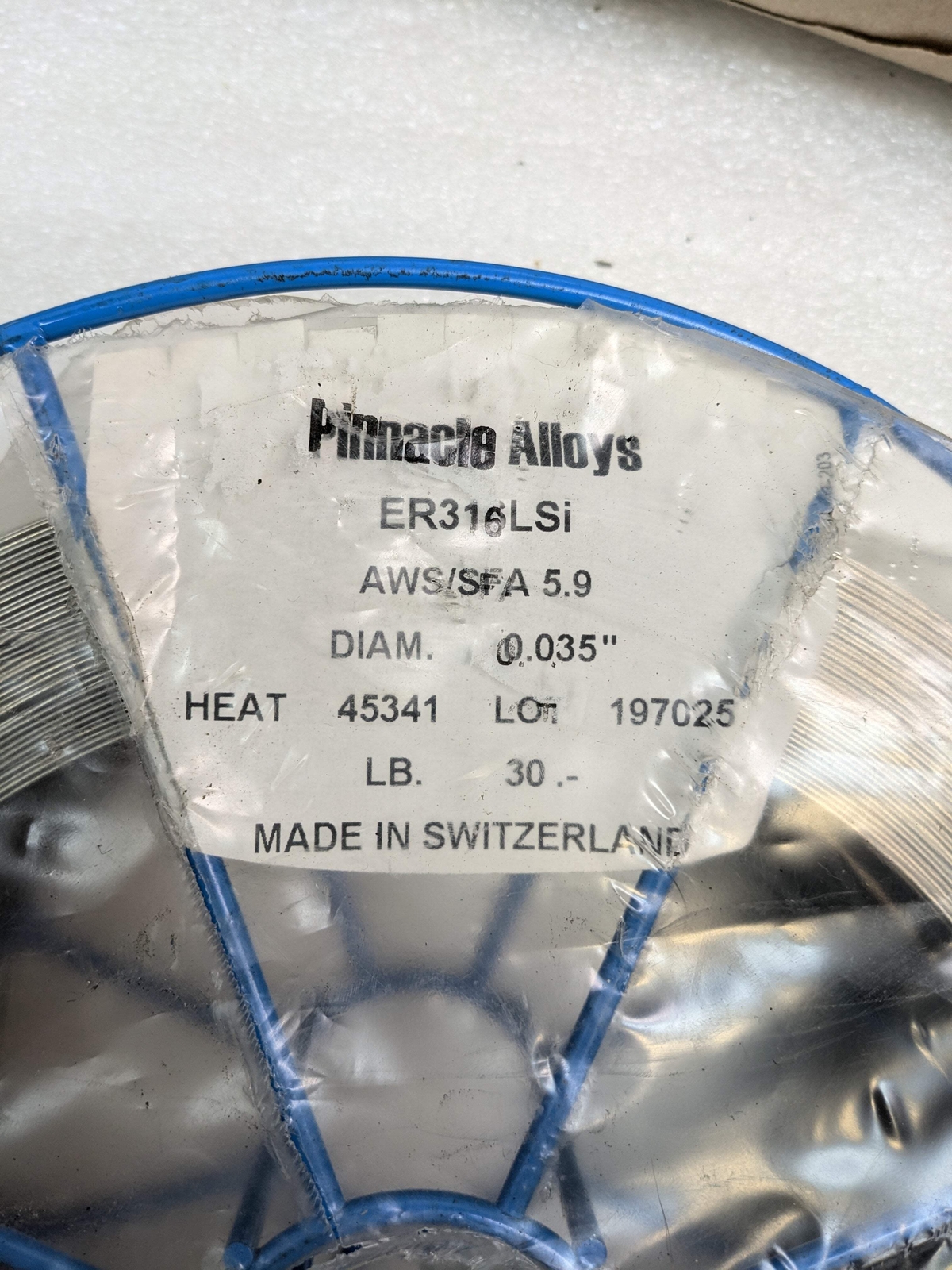 PINNACLE ALLOYS ER316LSI SOLID STAINLESS STEEL 0.035″ 45341HEAT 30LB