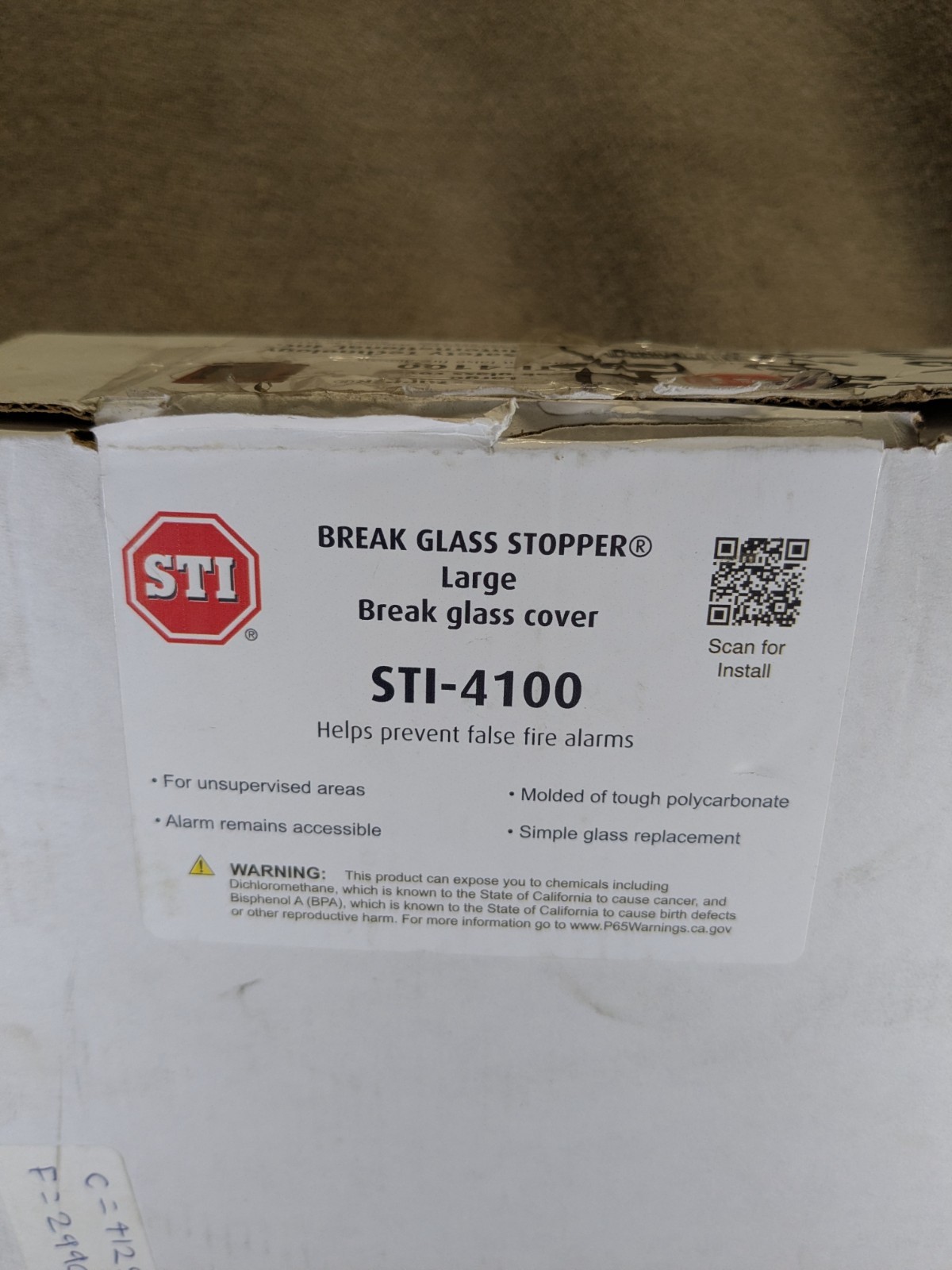 Safety Technology International STI-4100 Fire Alarm Break Glass Cover
