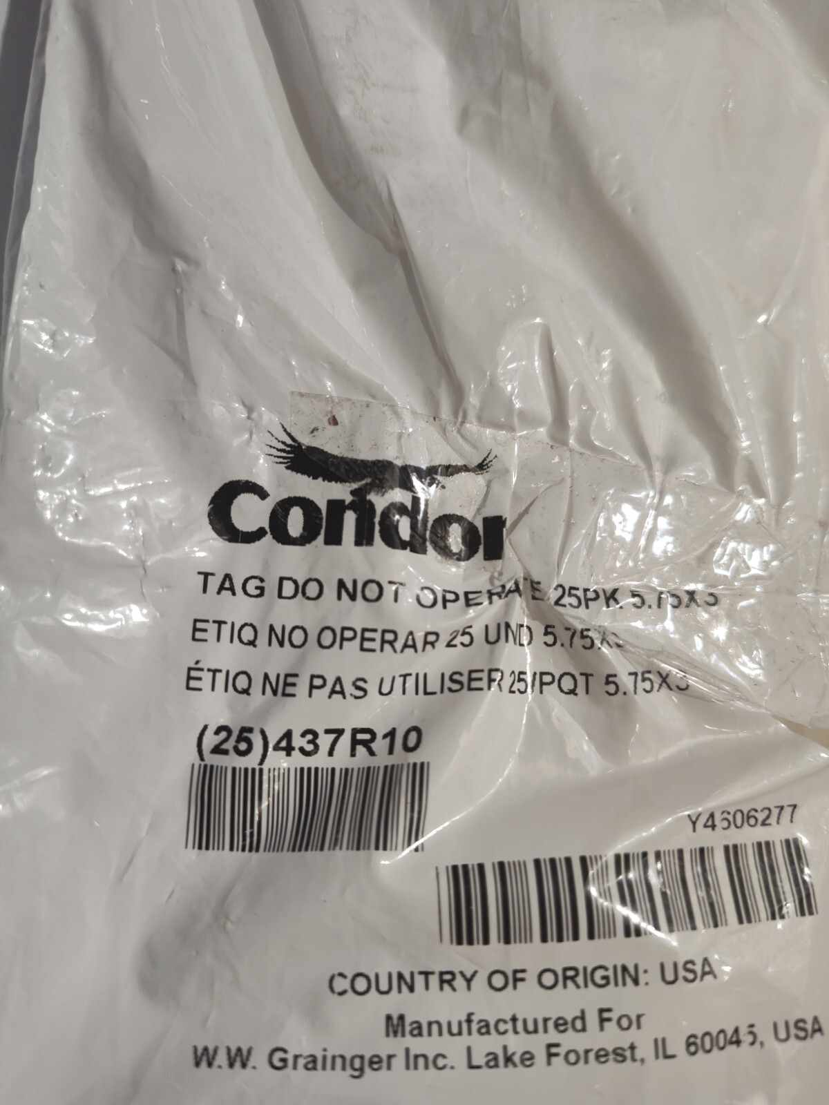 Condor Cndr-51511-7 Lockout Tag,Rectangle,5-3/4″ H,3″ W,Pk25