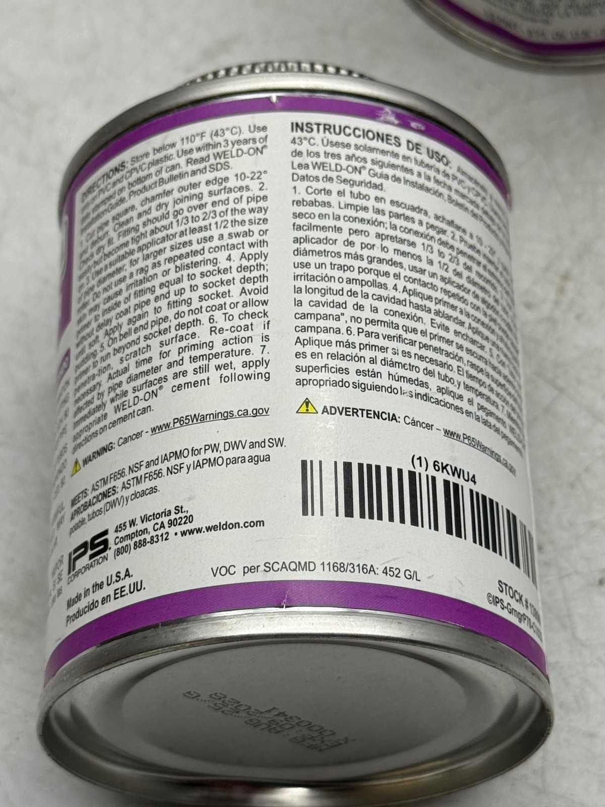 Weld-On P-70 Primer PVC Primer Purple 8 fl oz Can Lot of 5 Industrial Grade