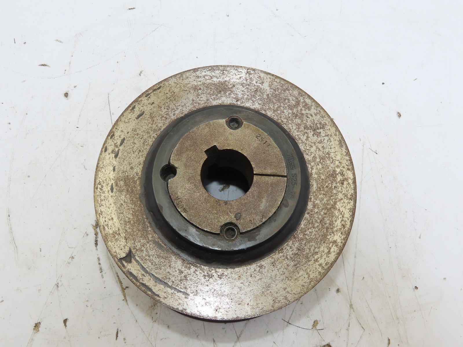 8″Dia5″Wide Knurled & Crowned Steel Flat Belt Pulley 2517Taper Bushed 1-1/2″Bore