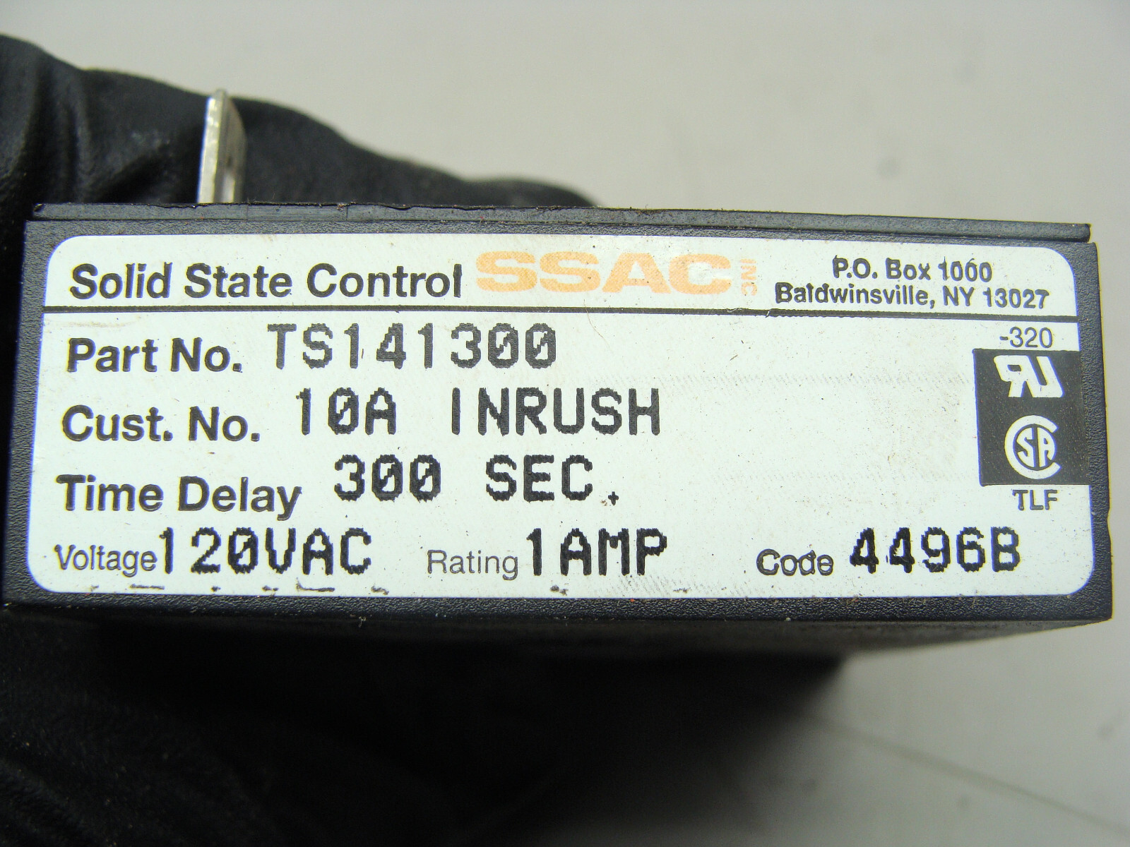 LOT OF 2 SSAC SOLID STATE RELAYS TS141300 300 SEC TIME DELAY 120VAC 1A