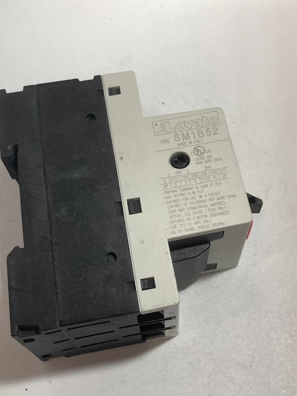 LOVATO 11SM1B52 CIRCUIT BREAKER MOTOR PROTECTION 400V 20-25A NNB