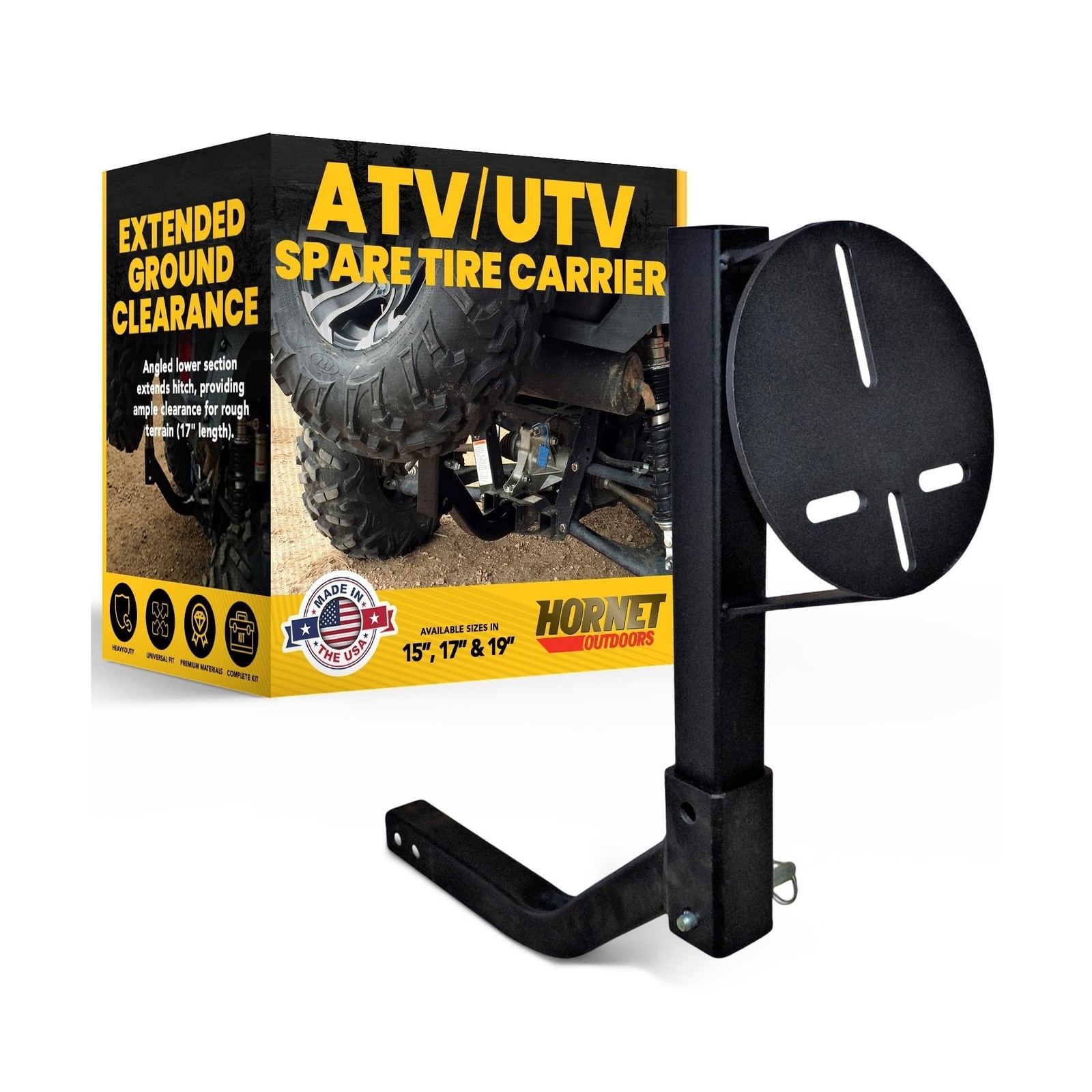 ATV/UTV Spare Tire Mount U-4047 | UTV or ATV Hitch Receiver | Hitch Spare Tir…