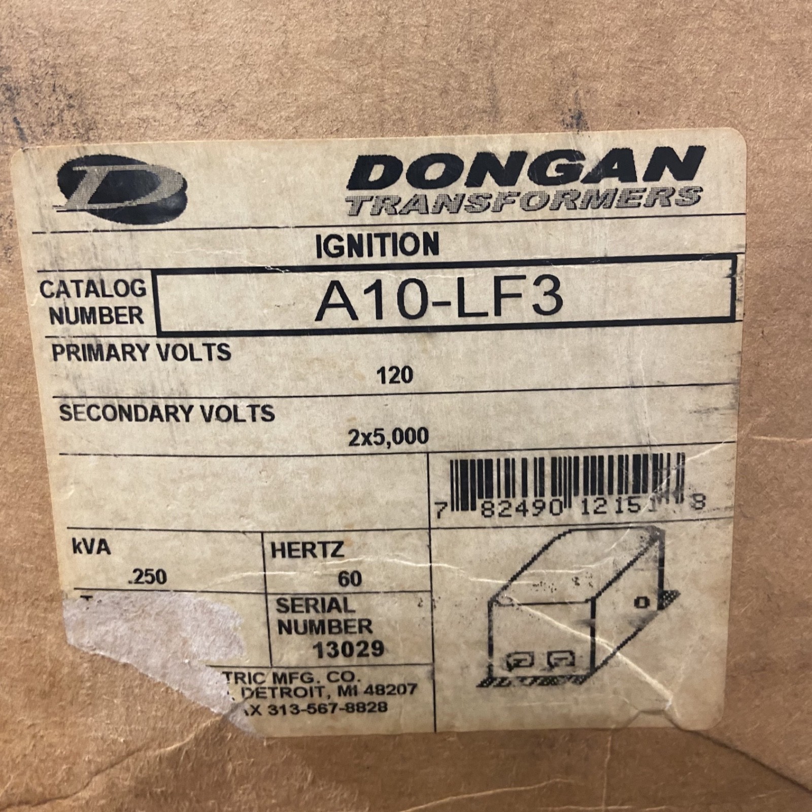 Dongan A10-LF3 Ignition, 120V, 60Hz, .250KVA (New w/ Box)