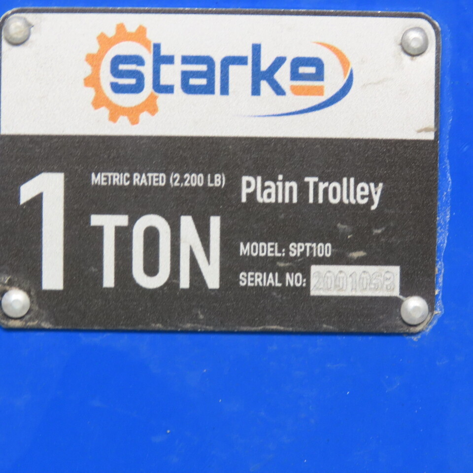 Sarke SP100 Plain Push Trolley 1 Ton Capacity Flange Width: 3.9″ – 5.7″