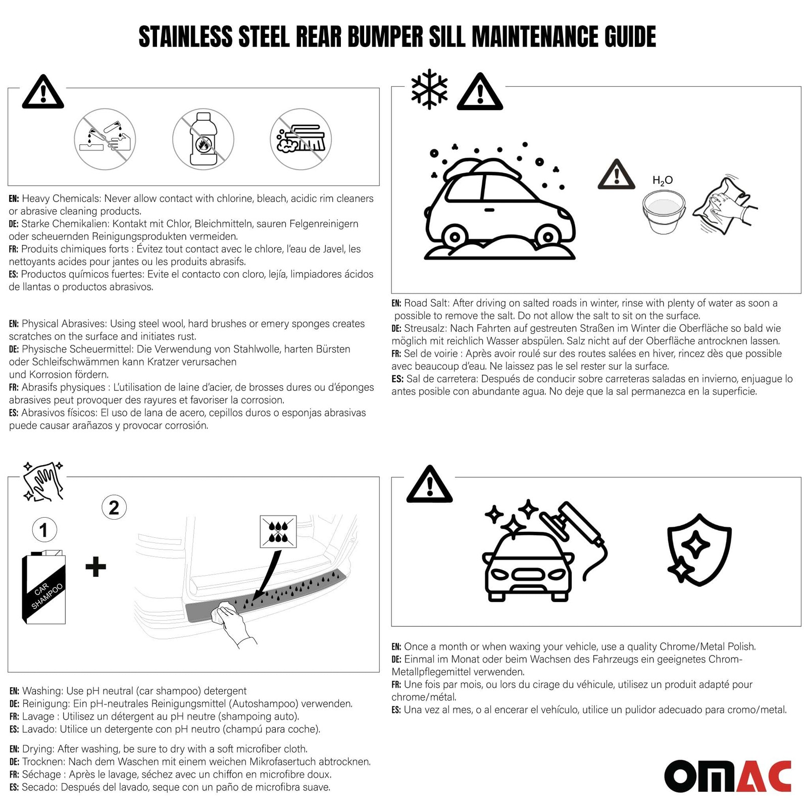 OMAC Rear Bumper Sill Cover for Nissan Rogue 2014-2020 – Stainless Steel Poli…