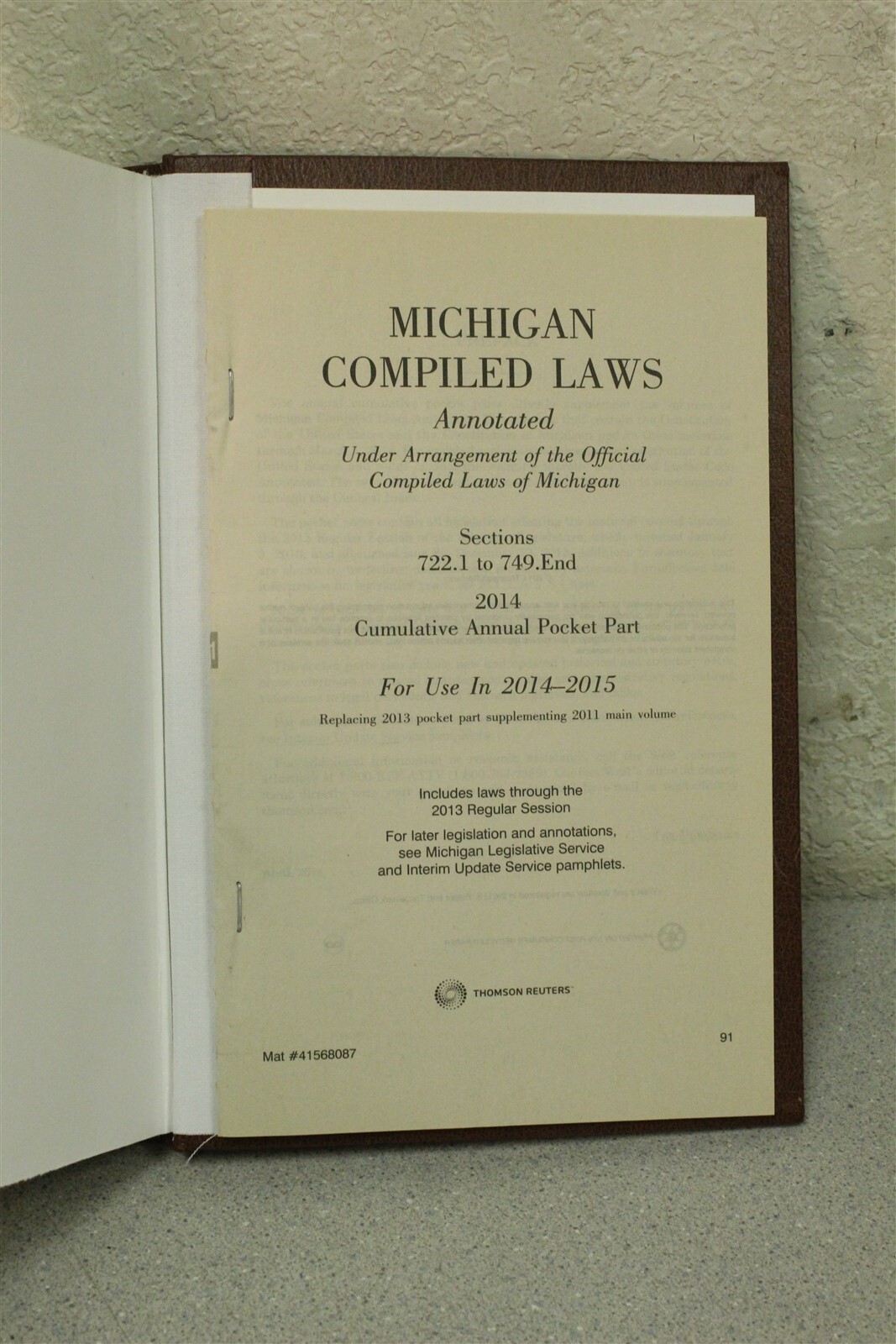 MI Compiled Laws Annotated M.C.L.A Sec 722.1-749.End *FREE SHIPPING*