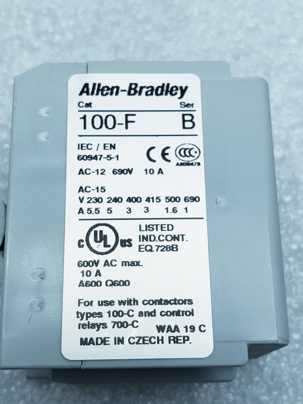 ALLEN BRADLEY 100-c09*400 110V/120V COIL 100-F A20 100-C09400