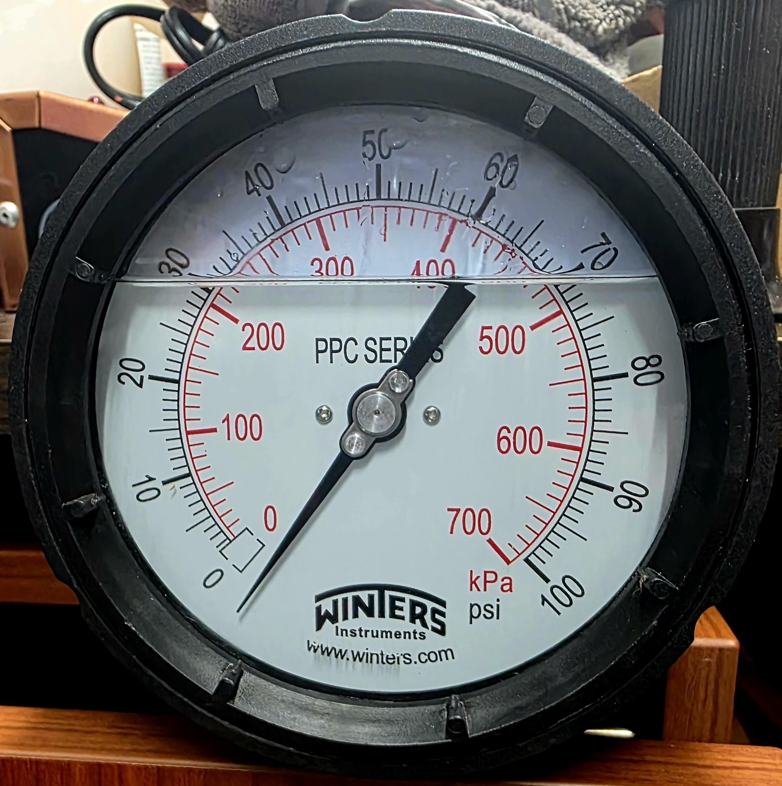 Winters Ppc5064-Sg45 Process Pressure Gauge, 0 To 100 Psi, 4 1/2 In Dial, 1/2