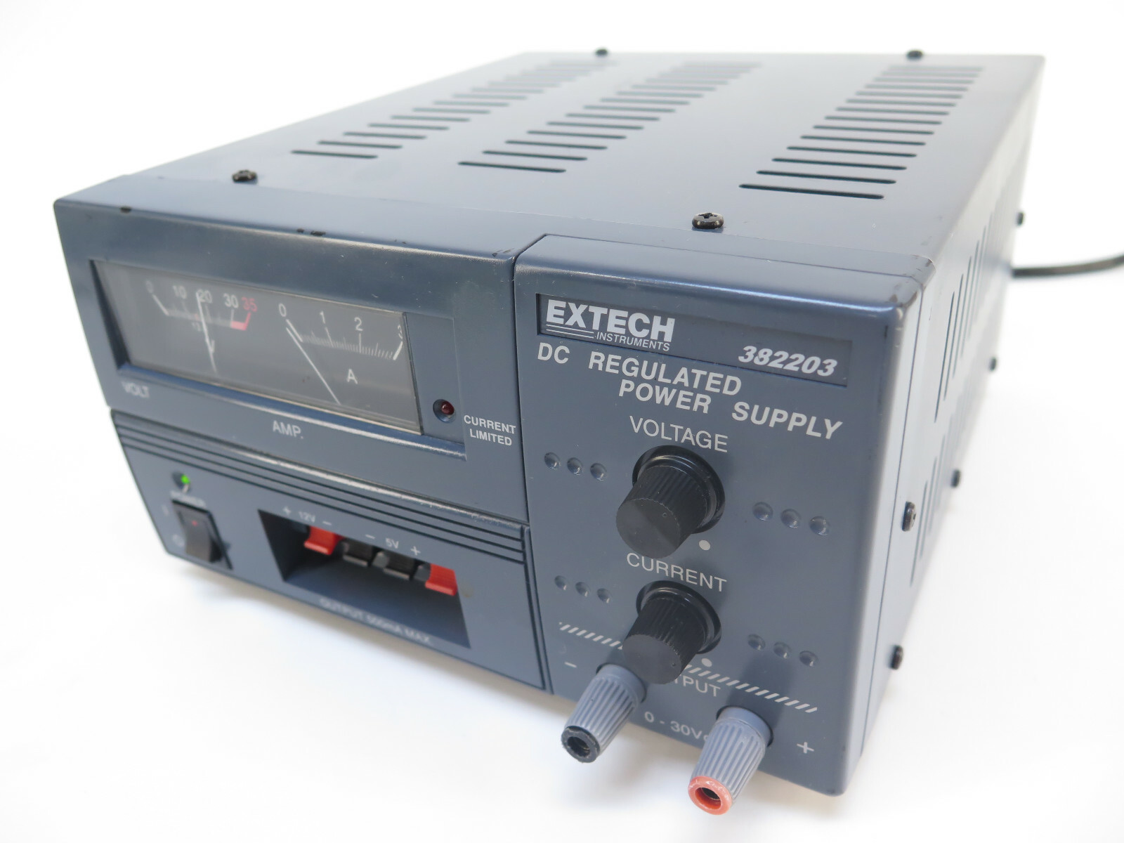 Extech 382203 DC Power Supply – 0-30VDC, 3A Triple Outlet Analog Power Supply