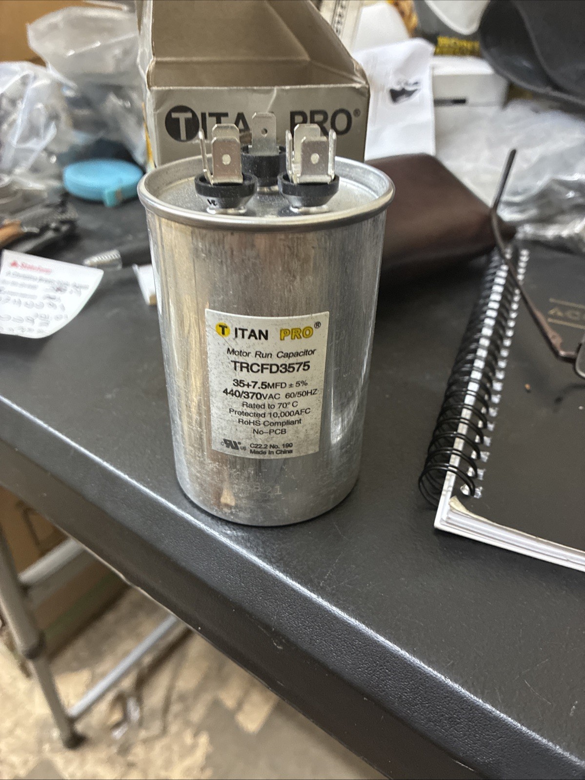 Packard TRCFD3575 Titan 440/370-Volt 35+7.5 MFD Pro Run Capacitor Round