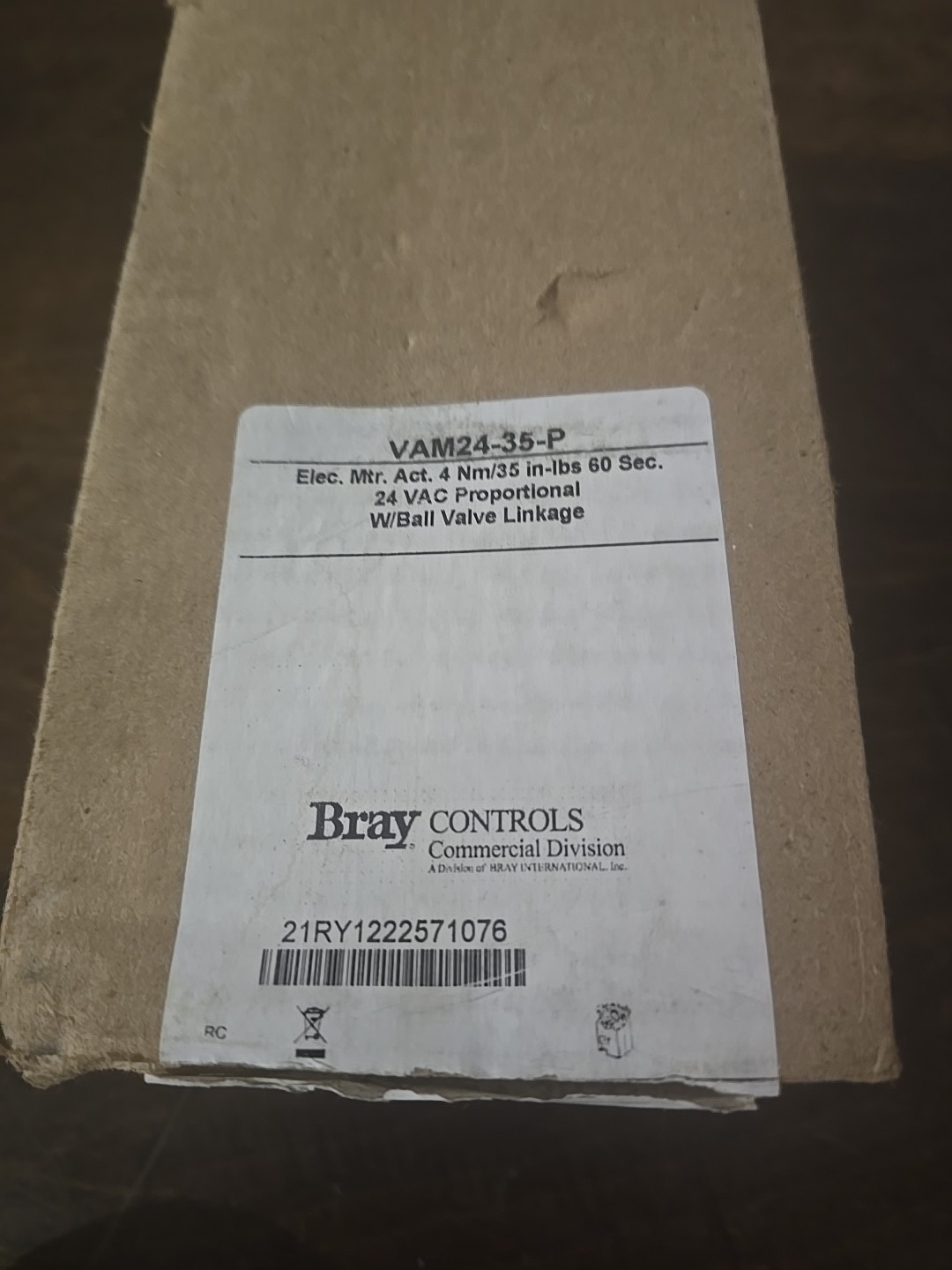 Bray Controls VAM24-35-P 24V Mod NSR 35inlb Integ Link
