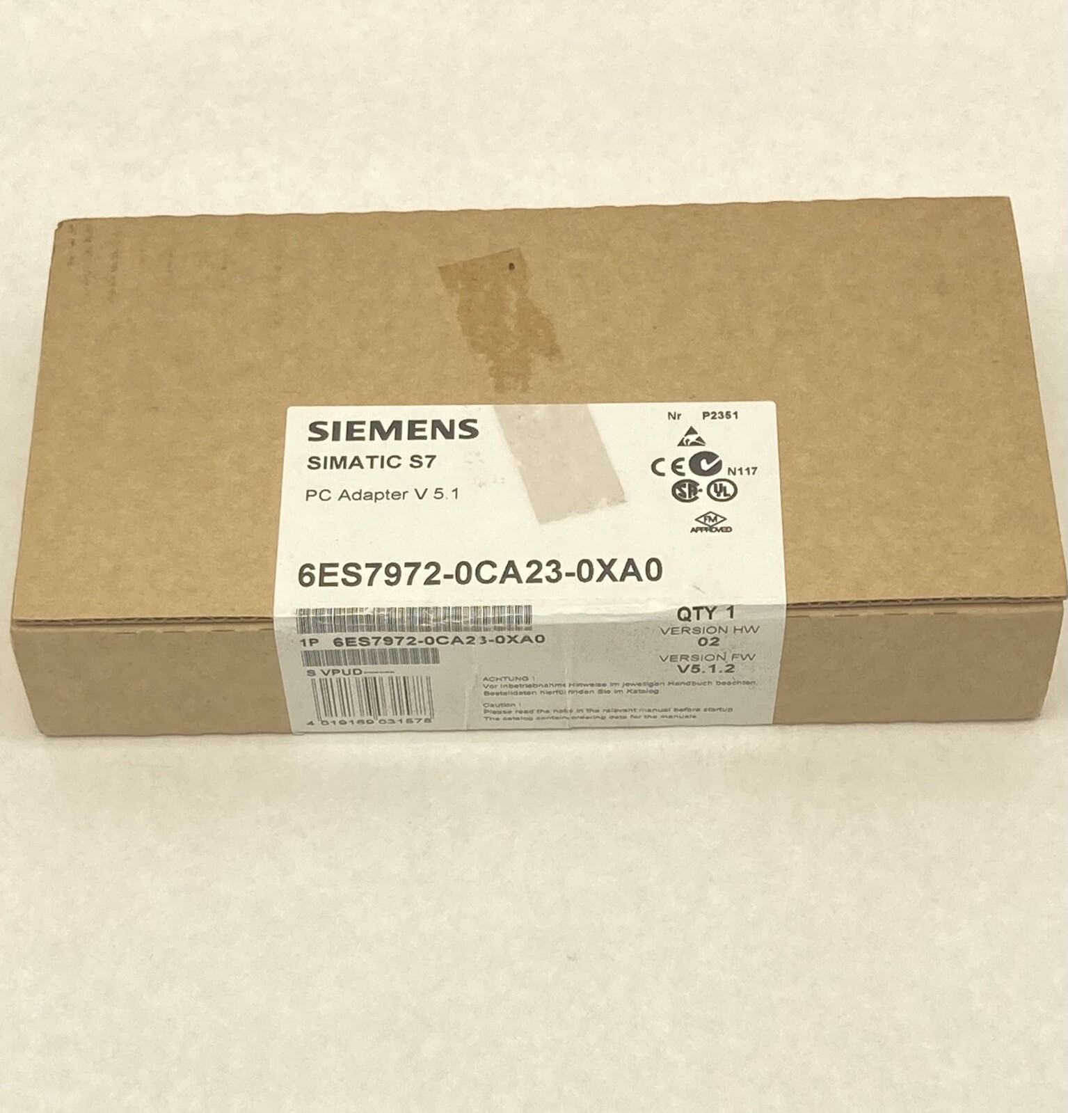 SIEMENS 6ES7972-0CA23-0XA0 PC ADAPTER VERSION 02 V5.1.2