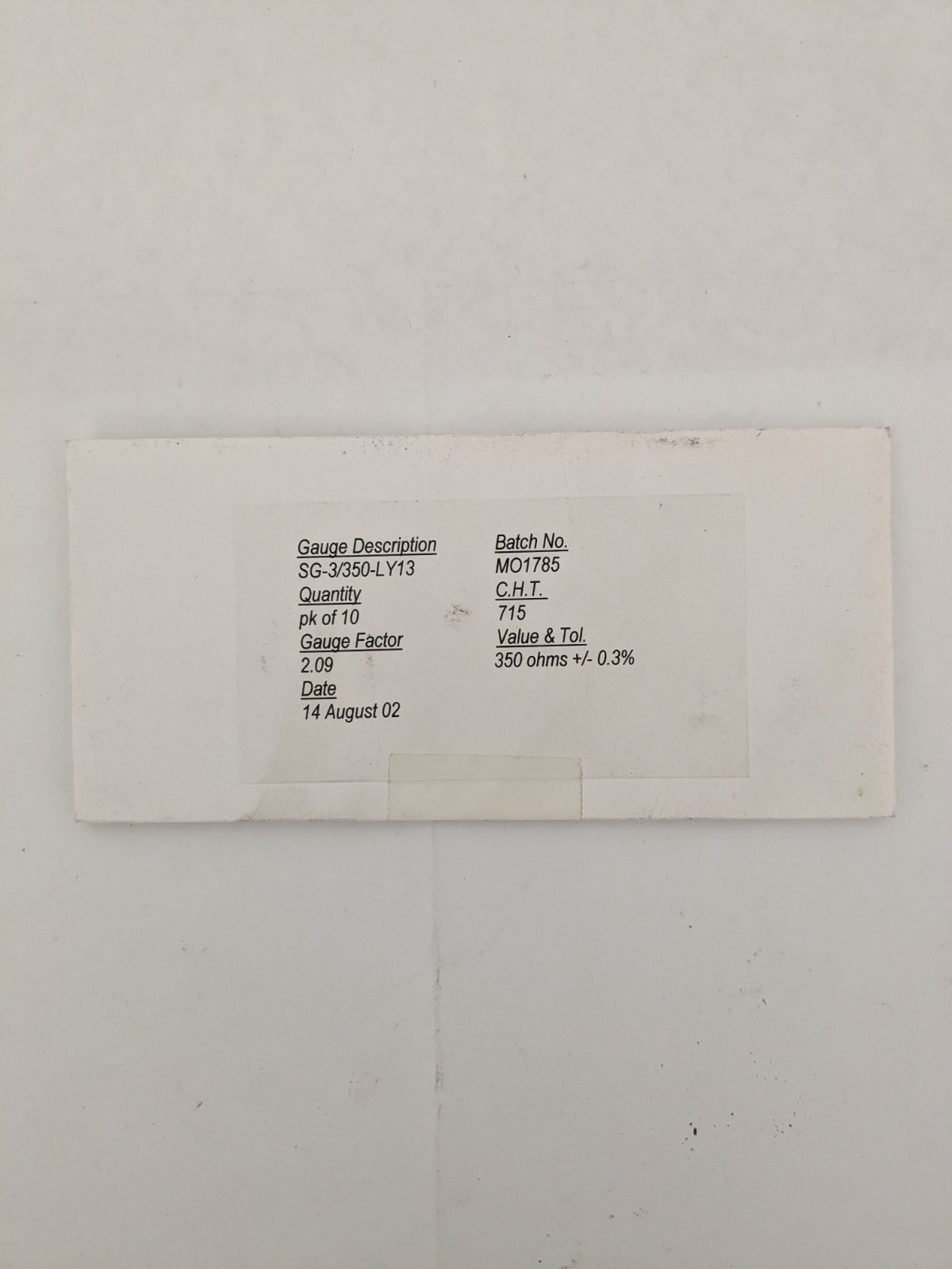 Omega Linear Strain Gage SG-3/350-LY13 (350 ohm +/- 0.3%) – Pack of 10 ea