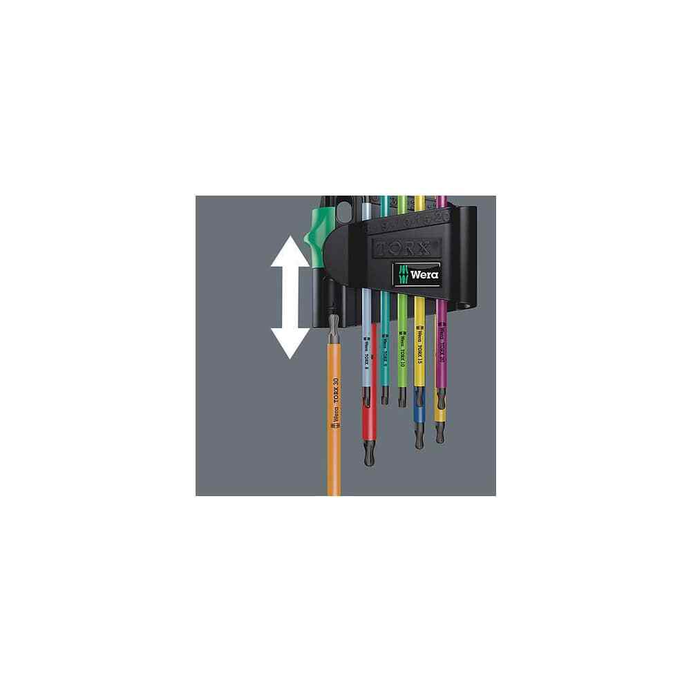 Wera 5073599001 Torx Key Set: 9 Pc, L-Handle, Torx Sizes T10, T15 & T20