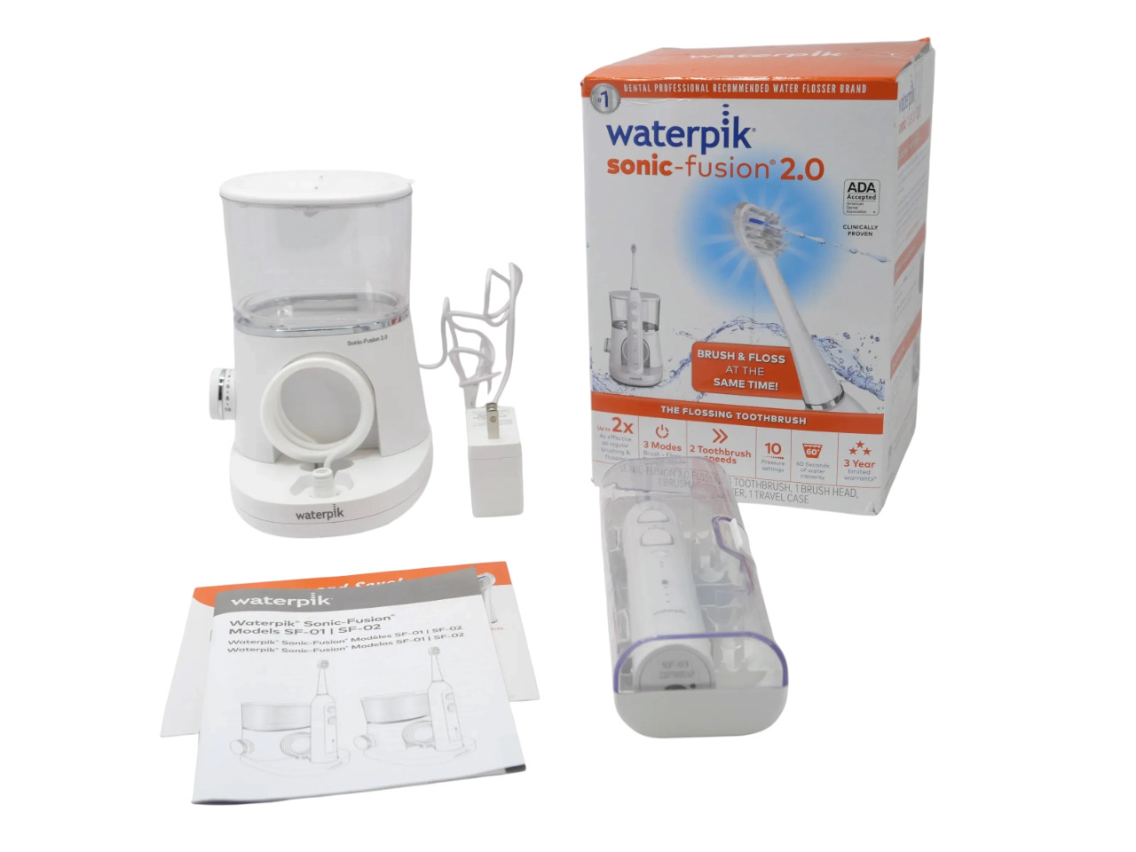 Lot of 4 Waterpik Sonic-Fusion 2.0 Electric Toothbrush And Water-flosser- White