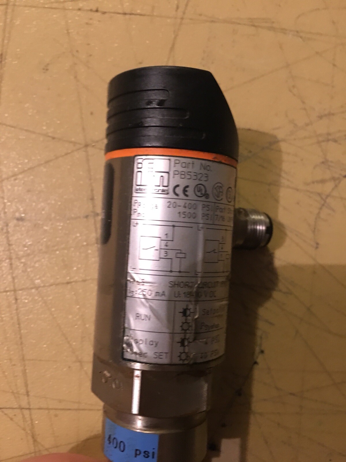 IFM PB5323 PRESSURE SENSOR 20-400psi 1500psi MAX