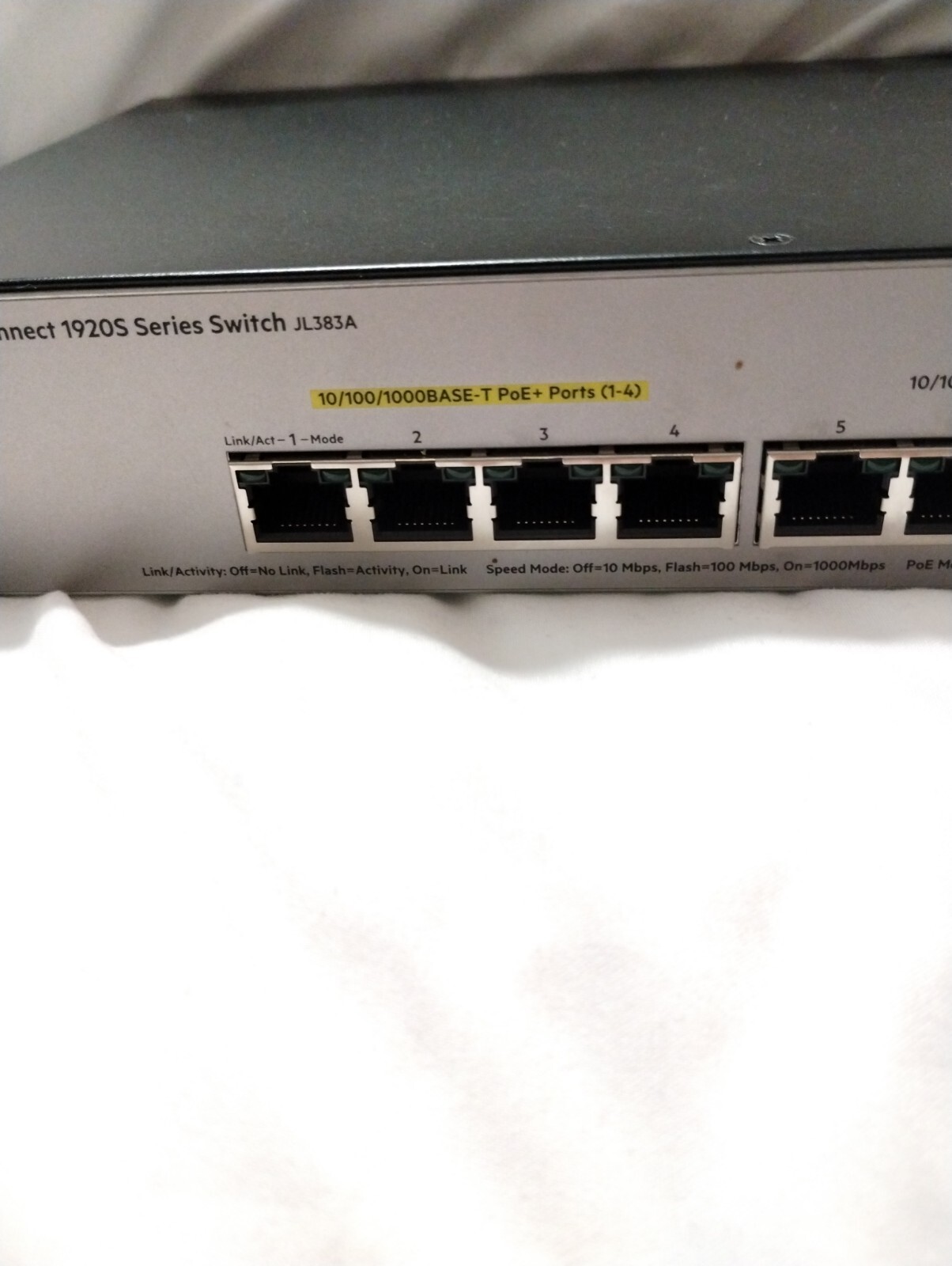 Hewlett Packard Switch OfficeConnect 1920S 8G PPoE+ 65W JL383A Untested