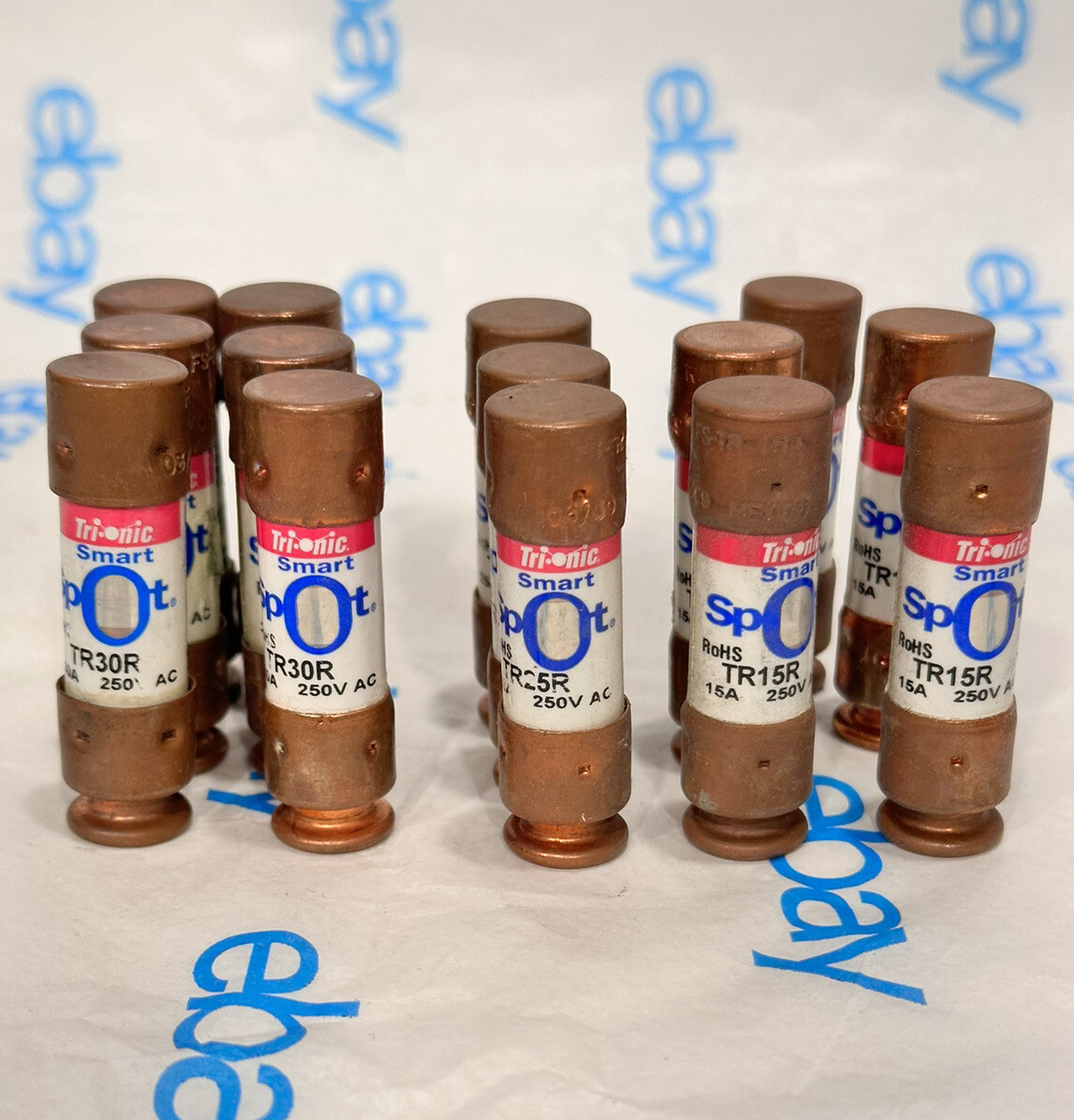 Lot Of 14 Mersen Fuse, Time Delay, 250V Ac, 2″, TR30R(6), TR25R(3), & TR15R(5)
