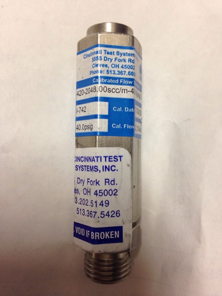 Cincinnati Test Systems 420-2048.00scc/m-40.0psig-21, EX0I742, SHIPSAMEDA#1645P8