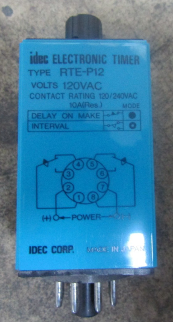 😍IDEC ELECTRIC TIMER RTE-P12 WITH SR2P-6 RELAY SOCKET BASE 8PIN 2P 10A
