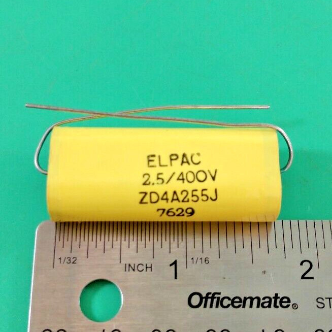 LOT OF 3 ELPAC ZD4A255J VINTAGE POLY FILM CAPACITORS .0025uF 400V