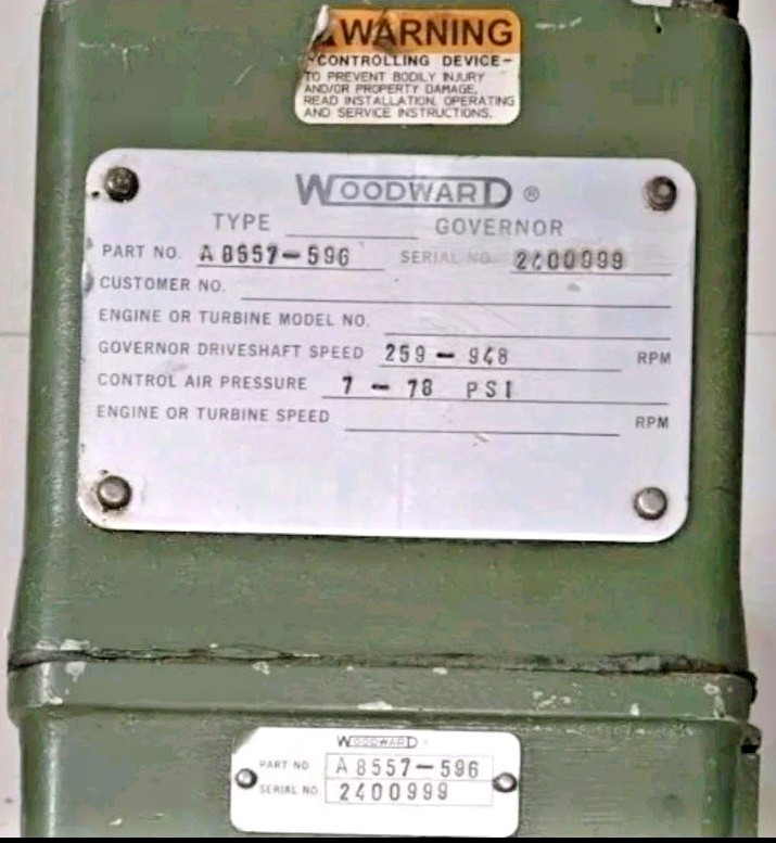 WOODWARD PGA A8557-596 GOVERNOR – USED