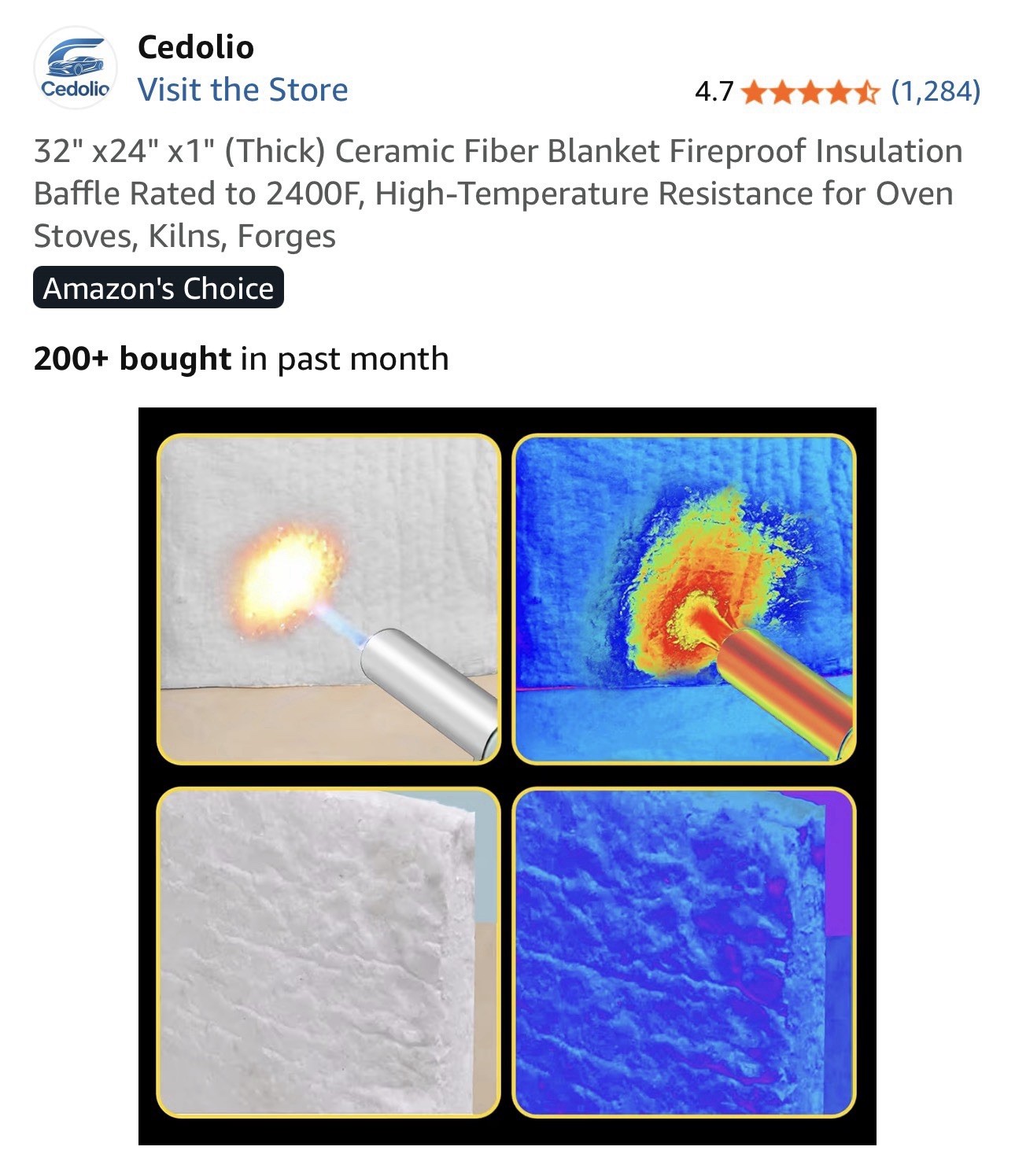 Ceramic Fiber Blanket 2400F 8# High Temp Thermal Insulation 1″x24″x32″