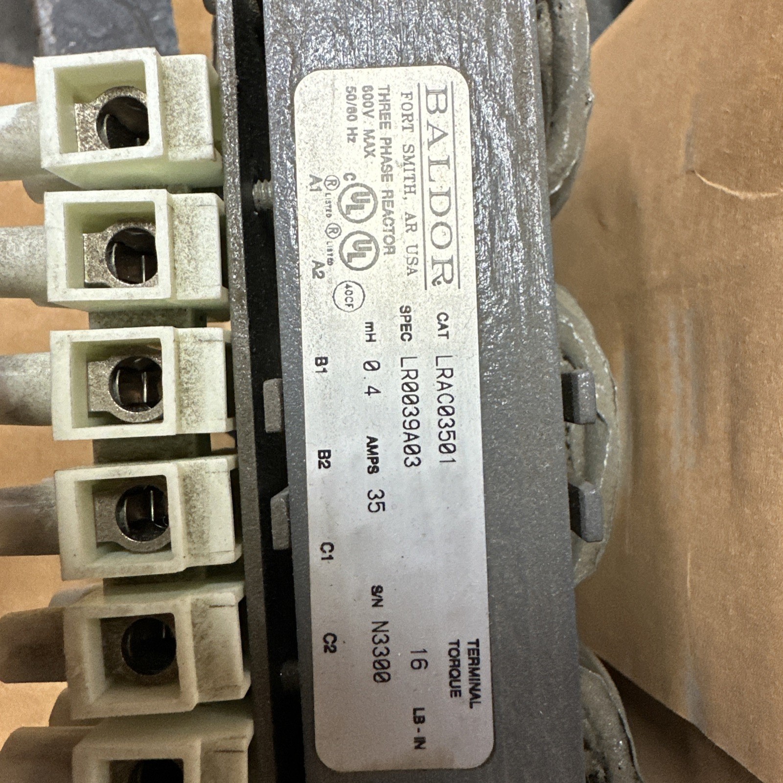 BALDOR 35A 0.4MH THREE PHASE LINE REACTOR LRAC03501