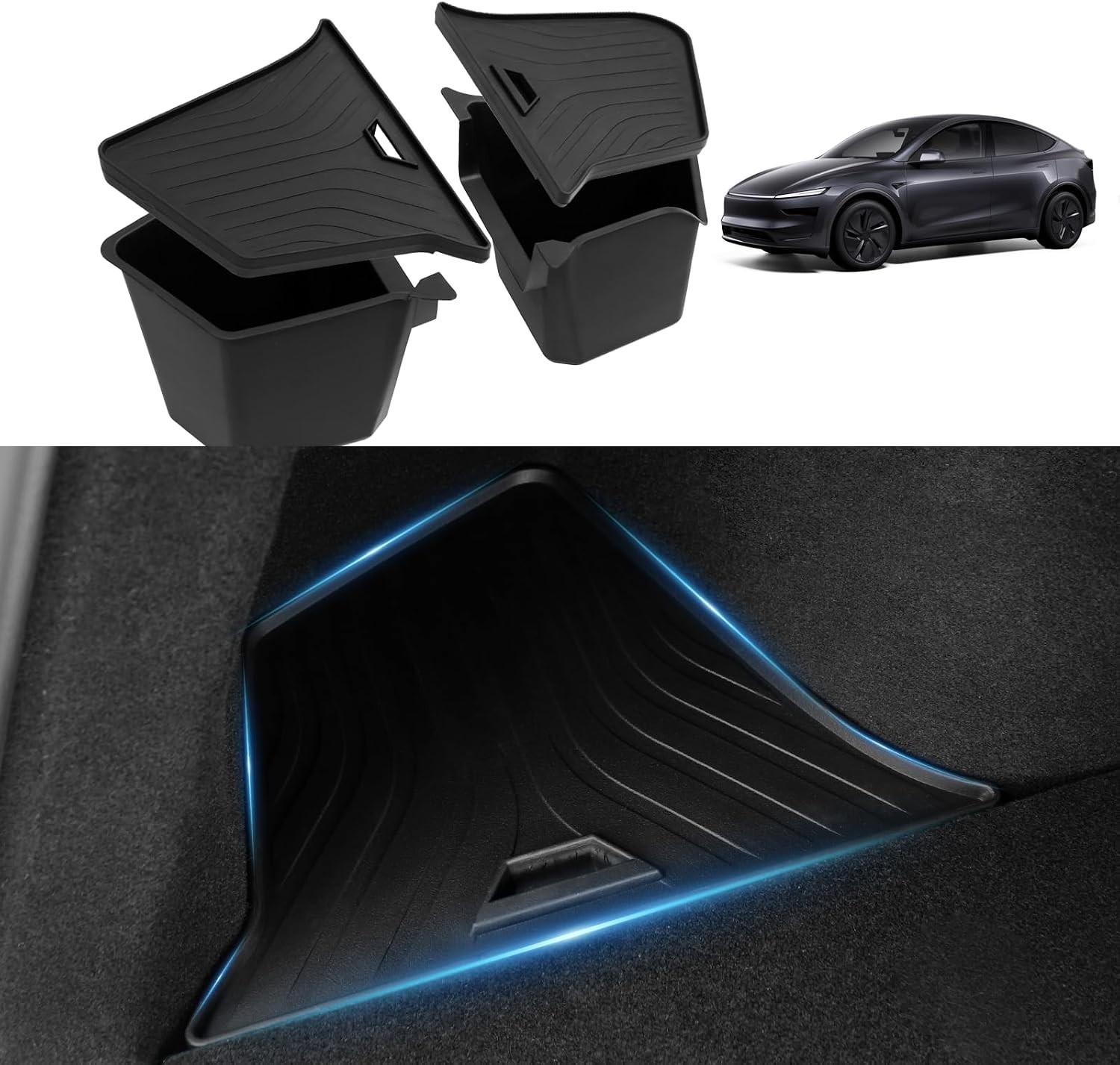 Trunk Storage Bins with Lids for 2026 Tesla Model Y Juniper 5 Seater