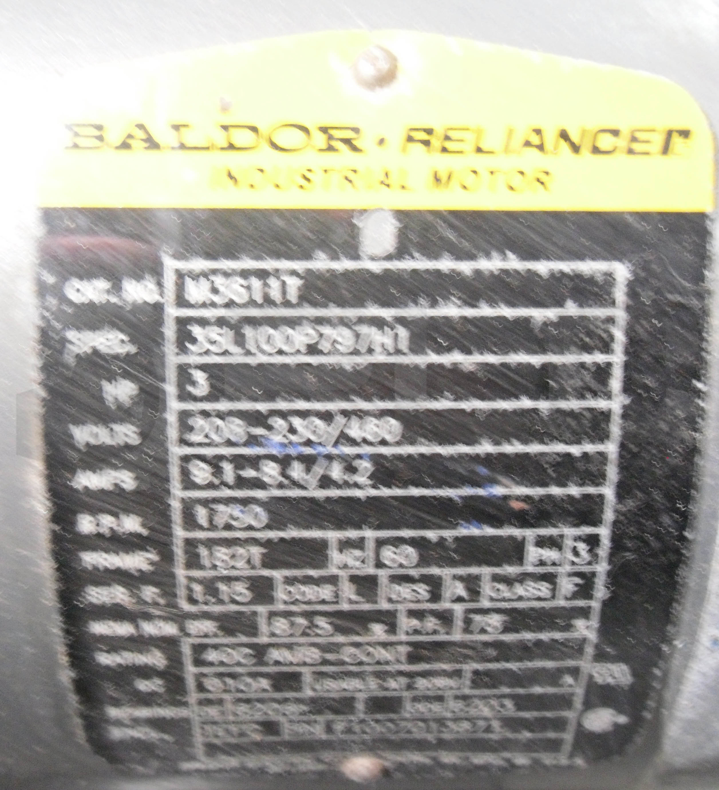 BALDOR M3614T INDUSTRIAL MOTOR 3HP 1750RPM FR:182T