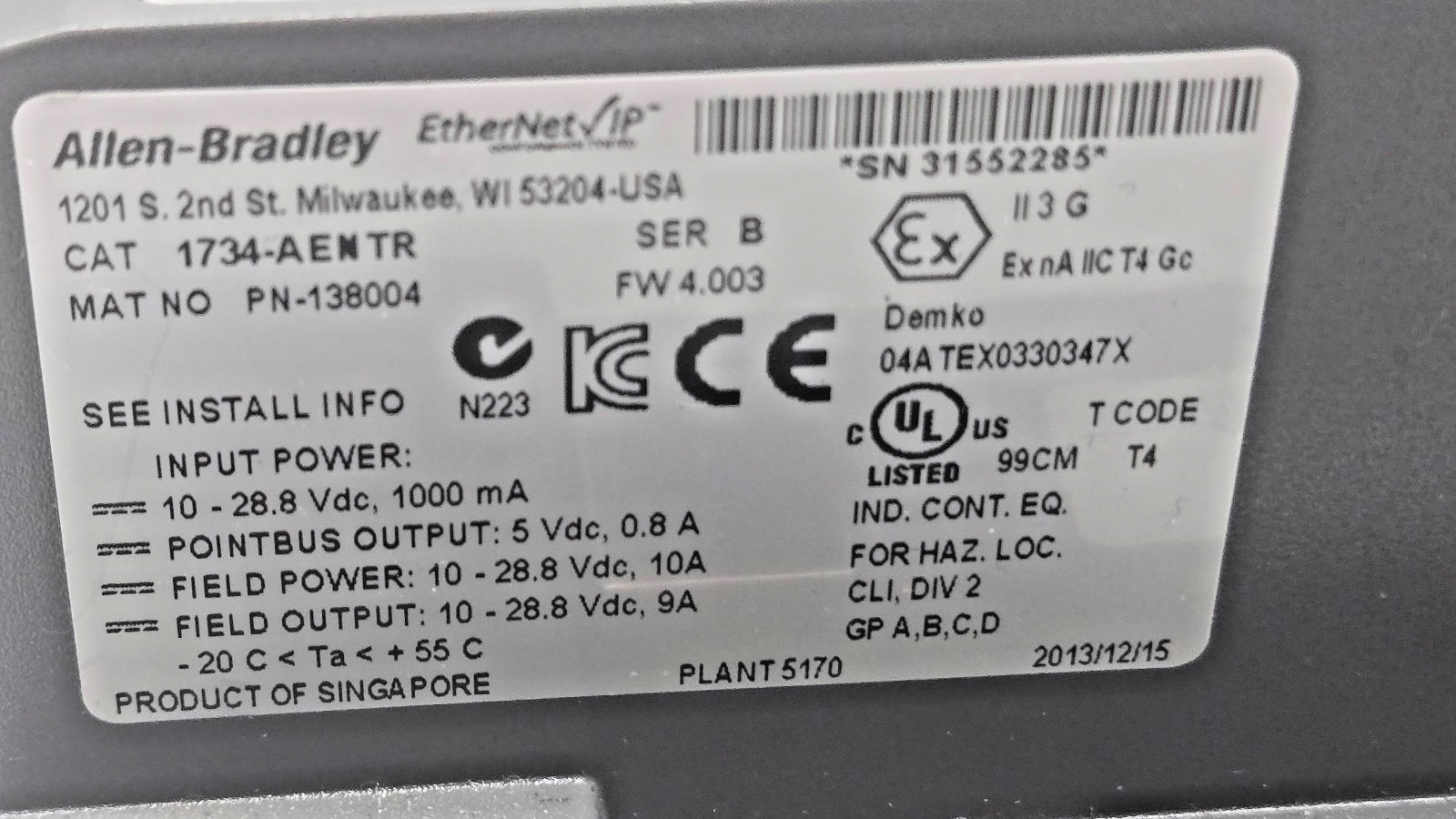 Allen Bradley 1734-AENTR / 1734-EP24DC / 1734-IB4 / 1734-OB4 LOT