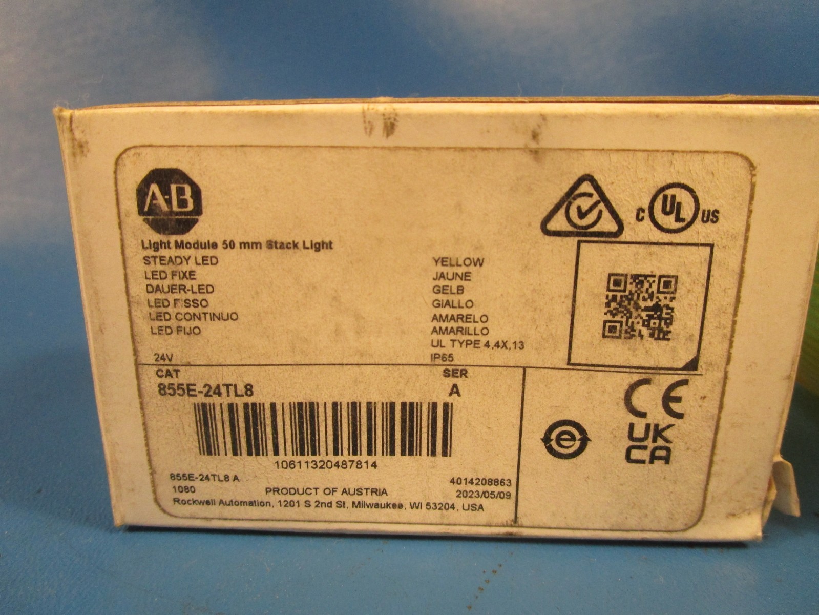 Allen Bradley 855E-24TL8, Yellow Stack Light Ser. A 24 V 7 W 855E-LL24Y (TSC)
