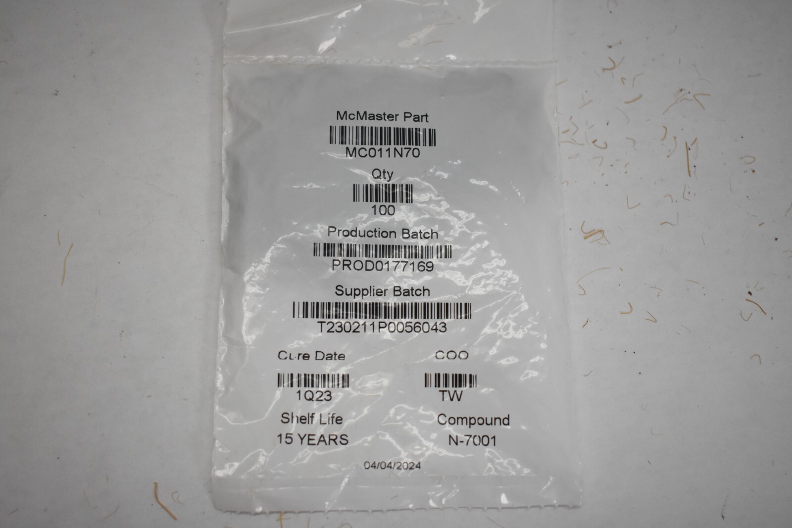 McMaster Rubber O-Rings 011N70 100 Pack 70 Durometer 5/16 x 1/16 Width