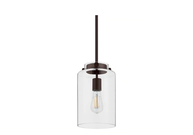 H B Mullins 6.75 in. 1-Light Oil Rubbed Bronze Mini Pendant Hanging Light