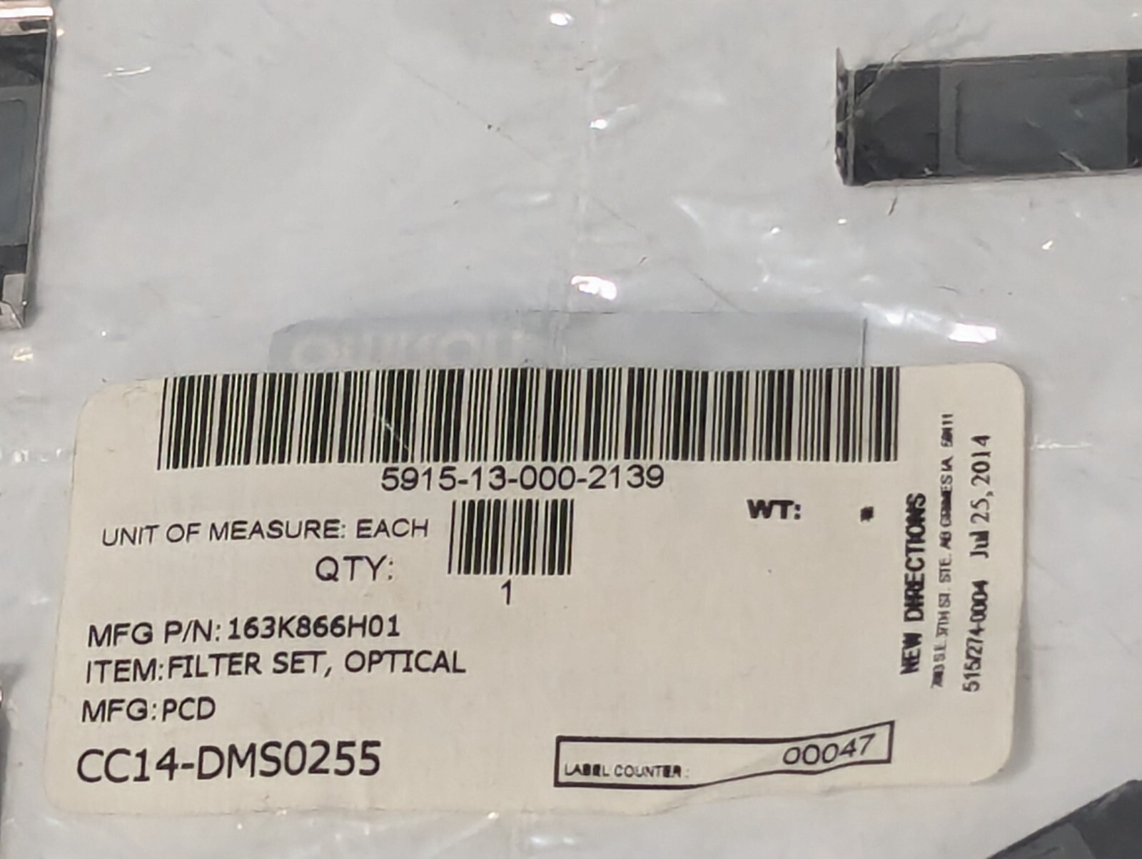 Omron E39-E11 Optical Filter Set (Pack of 4), 163K866H01, 5915-13-000-2139
